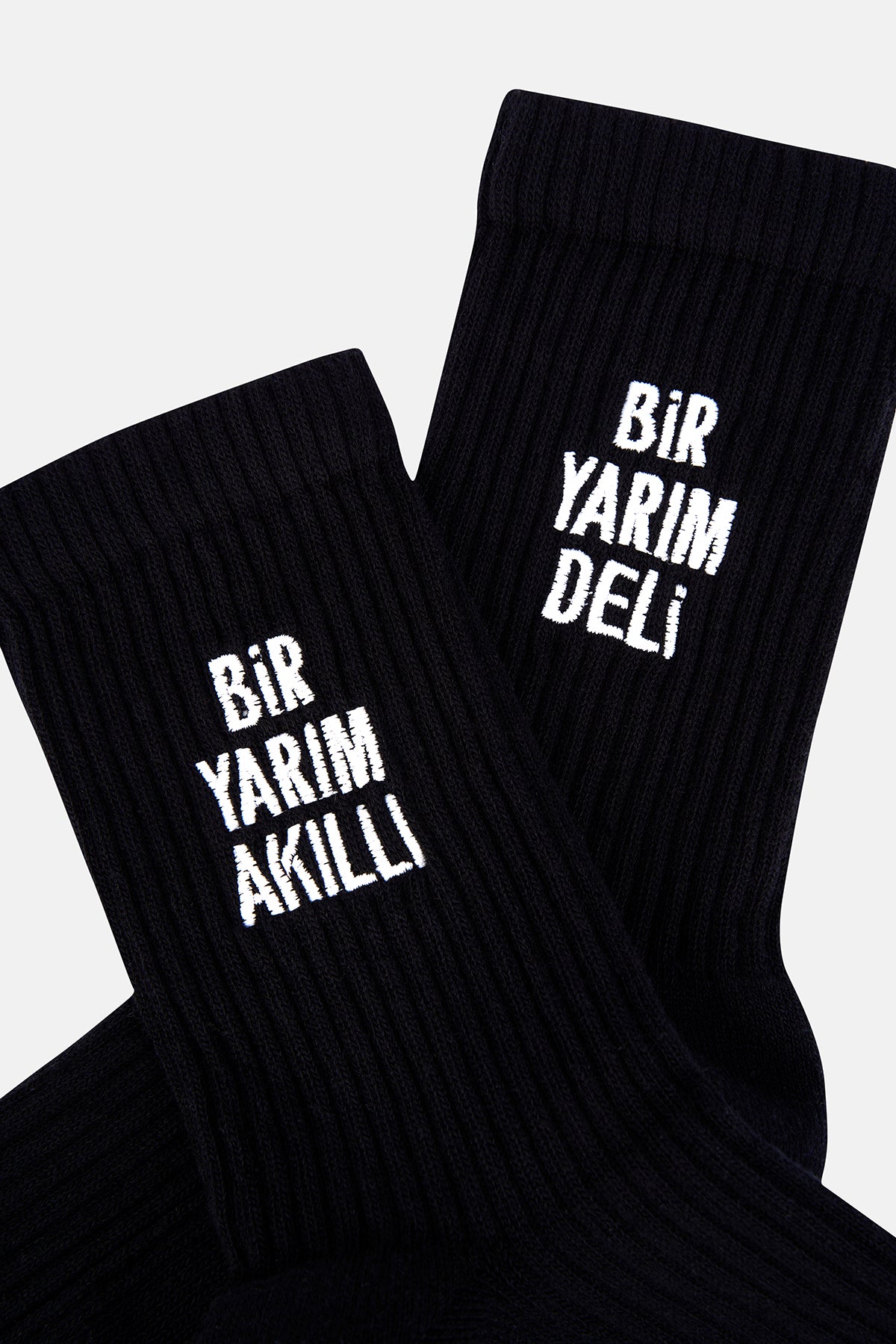 Yarım Akıllı Yarım Deli Havlu Çorap - Siyah