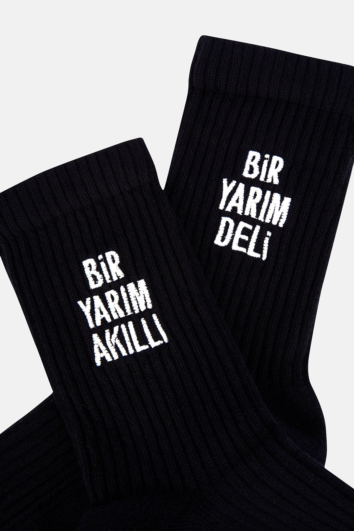 Yarım Akıllı Yarım Deli Havlu Çorap - Siyah