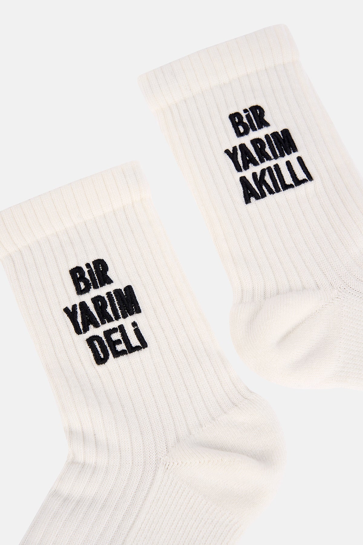 Yarım Akıllı Yarım Deli Havlu Çorap - Beyaz