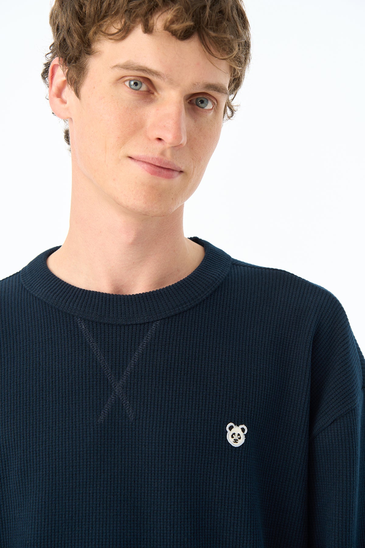 Panda Waffle  Sweatshirt - Lacivert