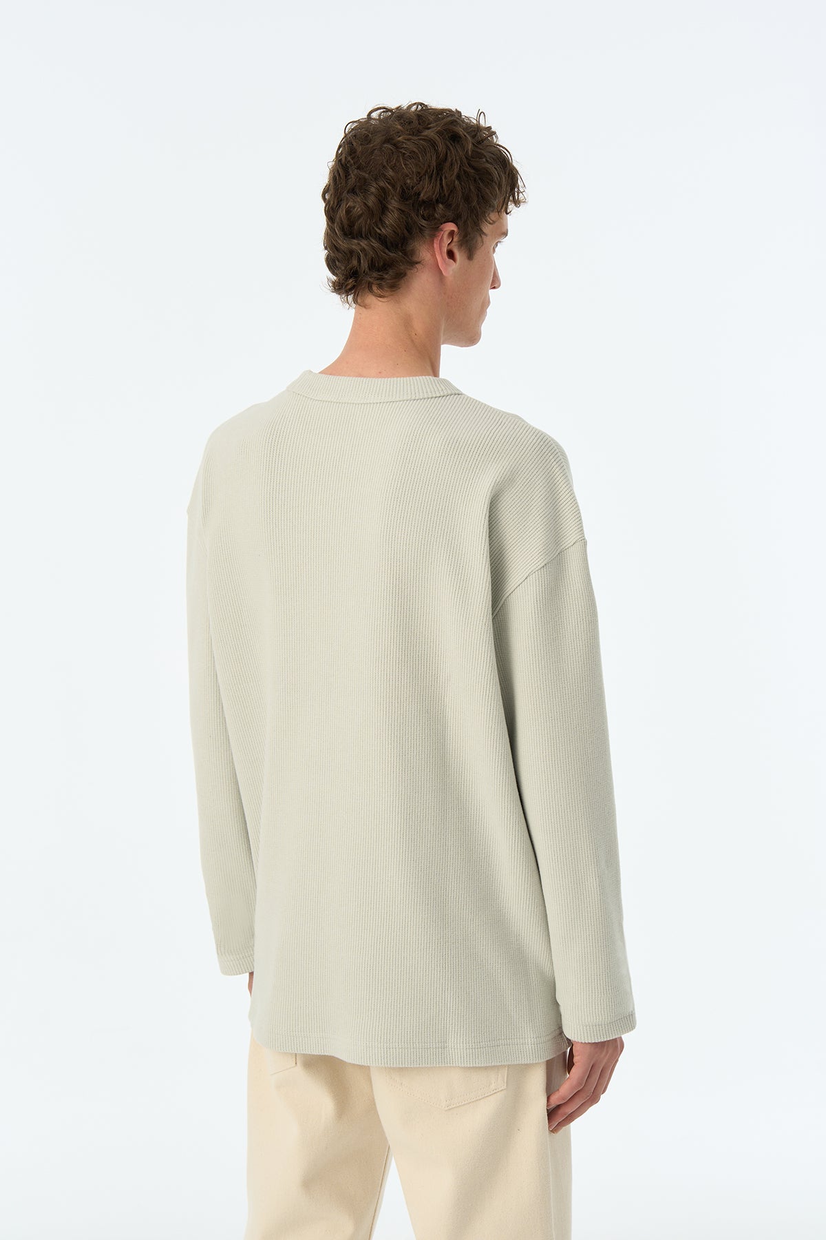 Panda Waffle Sweatshirt - Açık Gri