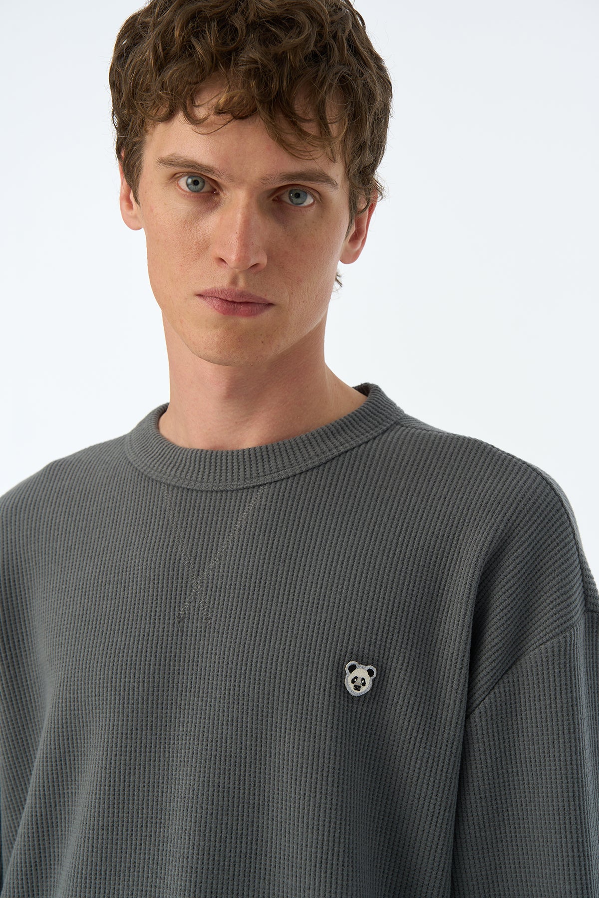 Panda Waffle  Sweatshirt - Antrasit