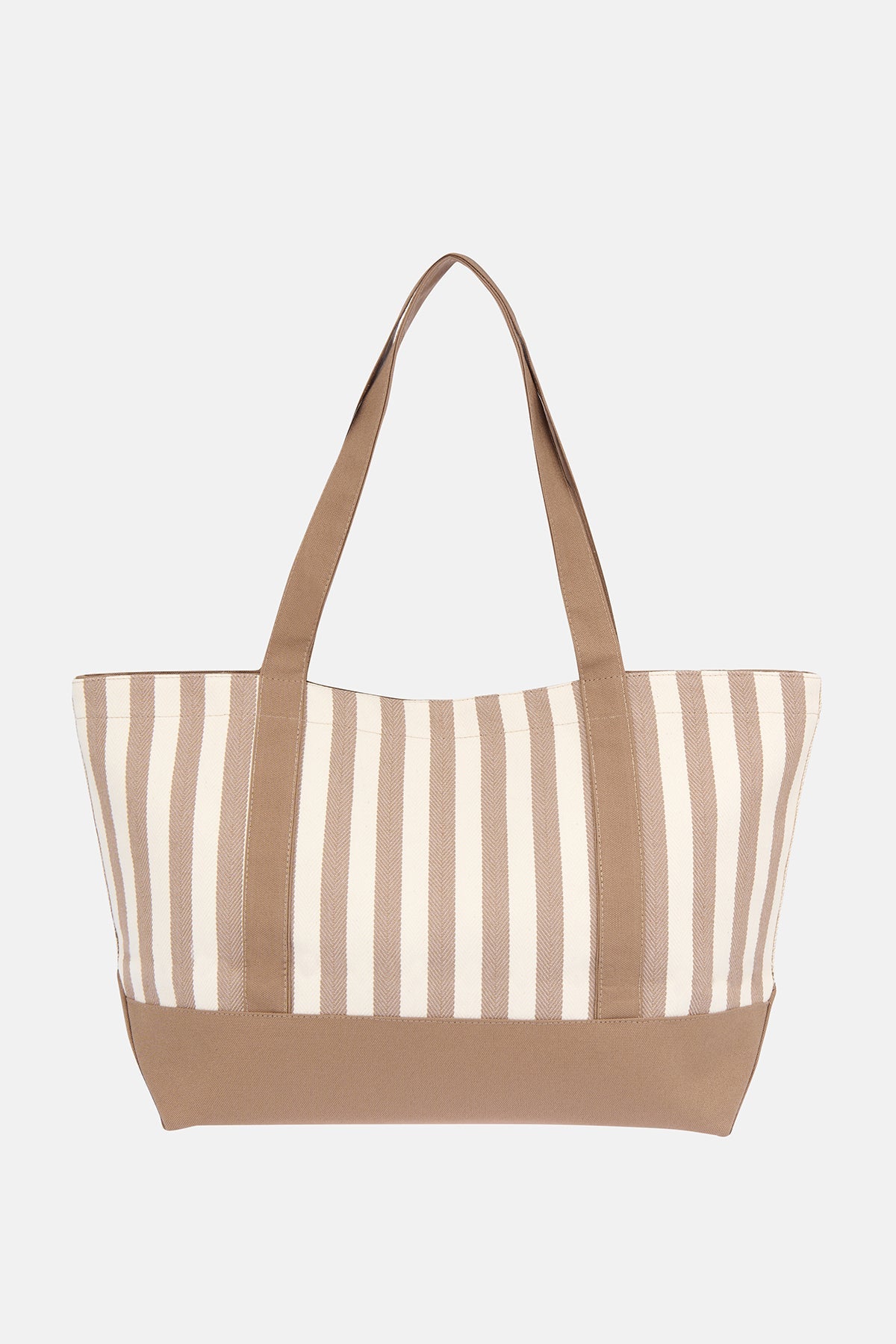 Güneş Canvas Plaj Çantası - Kahverengi/Bej