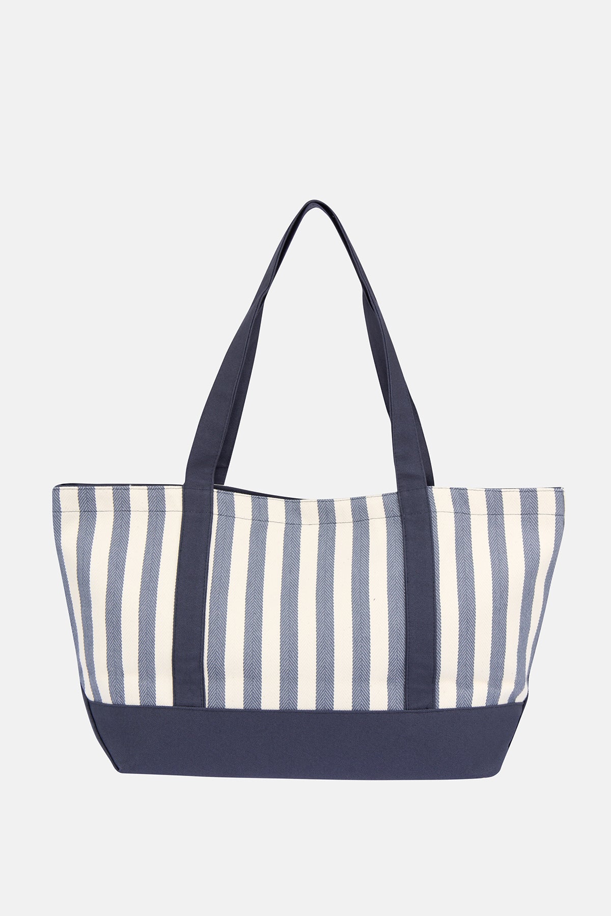 Deniz Kabuğu Canvas Plaj Çantası - Lacivert/Bej