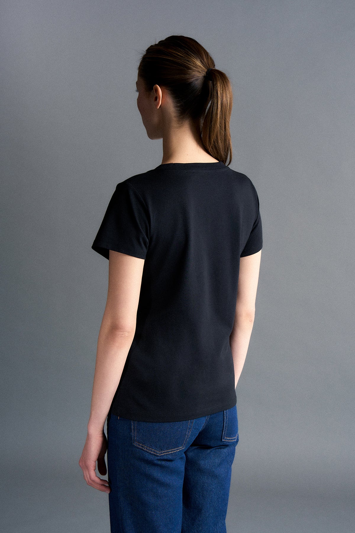 Basic V Yaka Modal Kadın T-shirt - Siyah