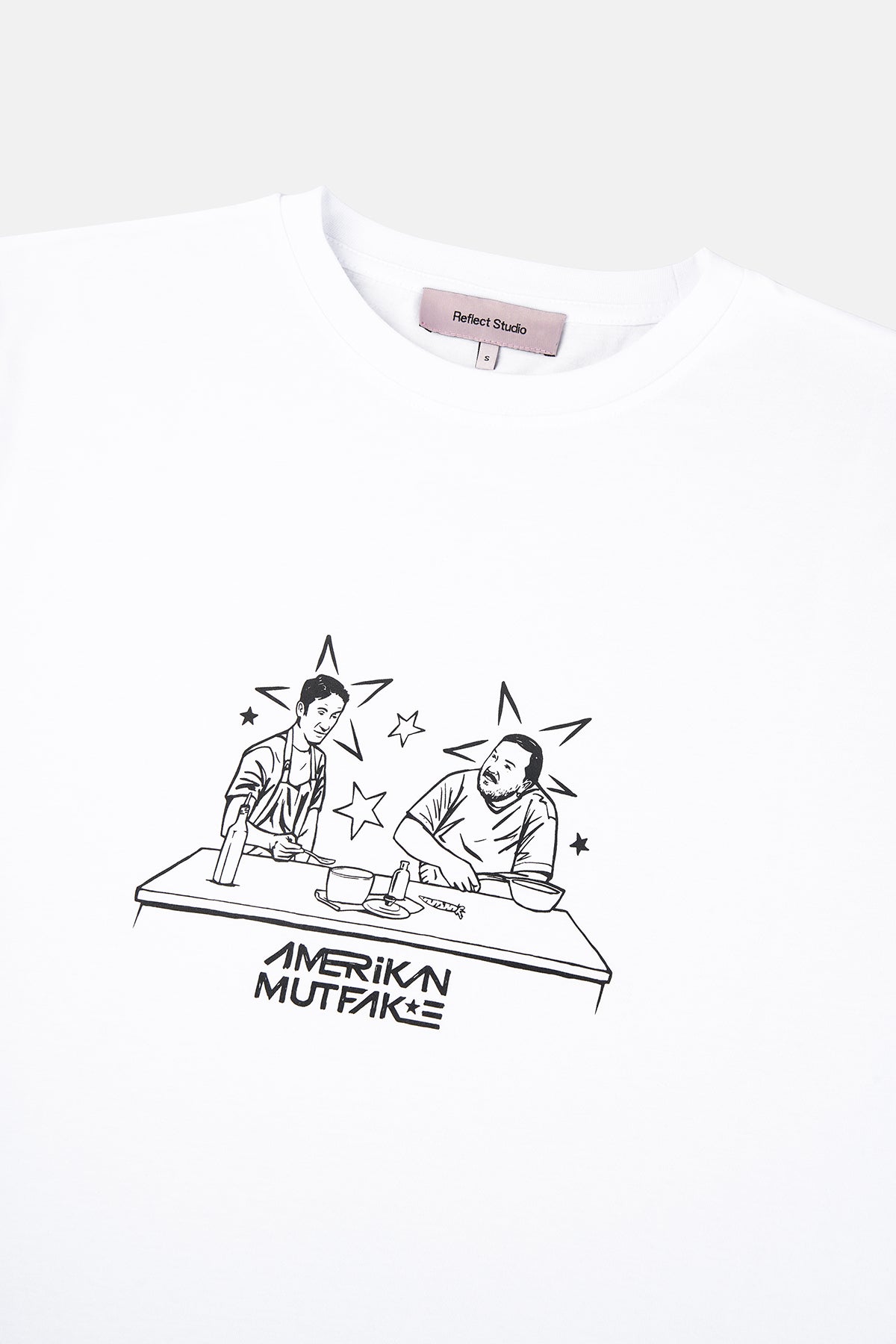 Amerikan Mutfak Çizim Lightweight T-shirt - Beyaz