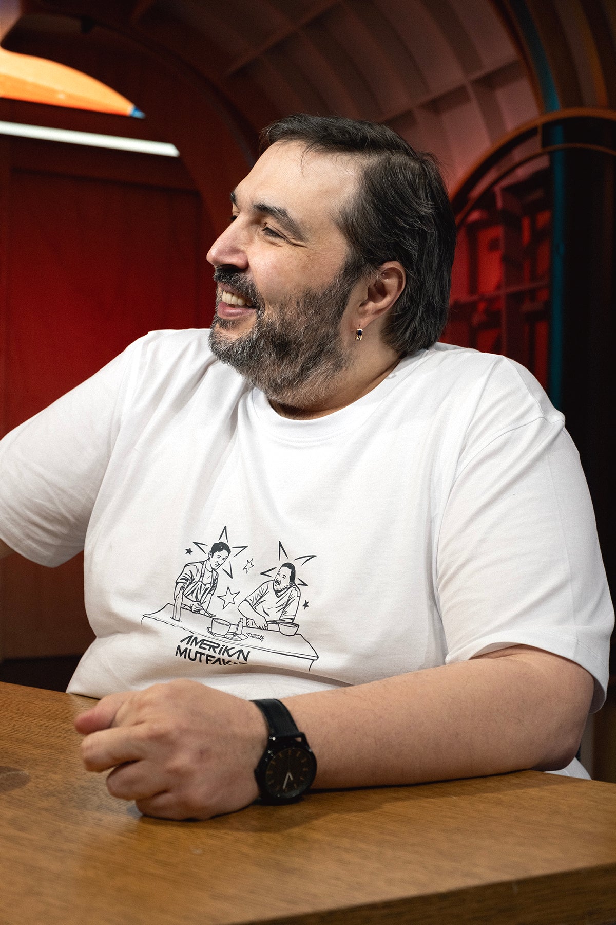 Amerikan Mutfak Çizim Lightweight T-shirt - Beyaz