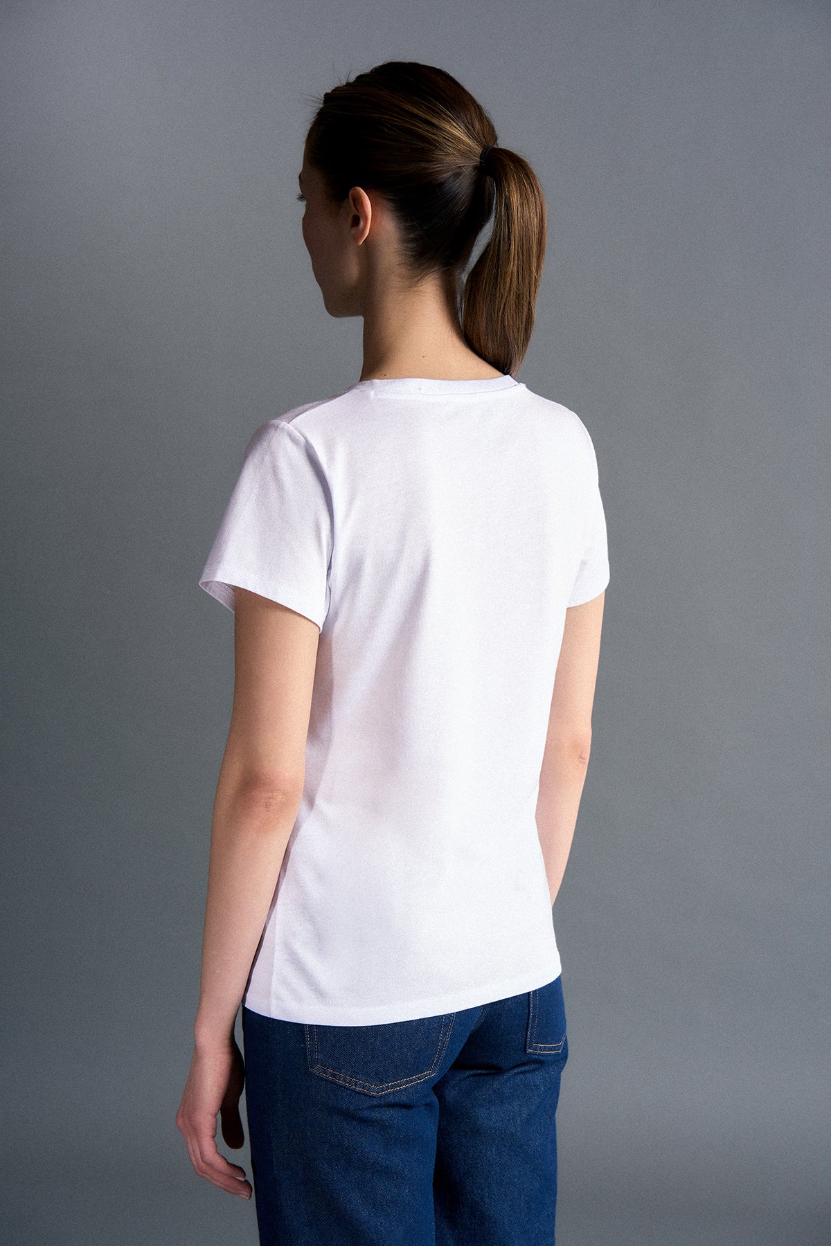 Basic V Yaka Modal Kadın T-shirt - Beyaz