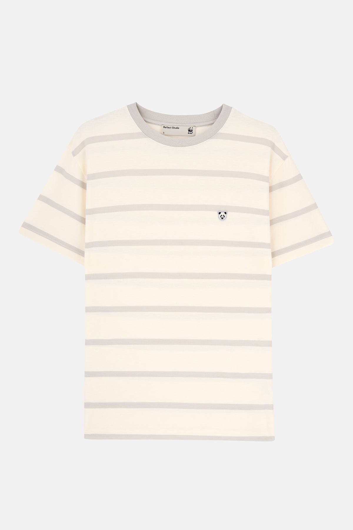 Panda Çizgili T-Shirt - Gri/Bej