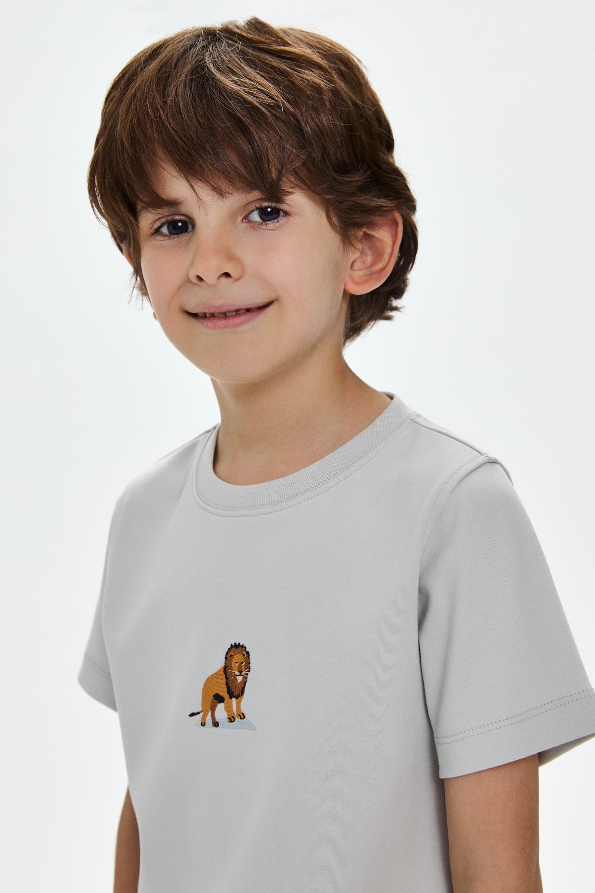 Aslan Premium Çocuk T-Shirt - Açık Gri