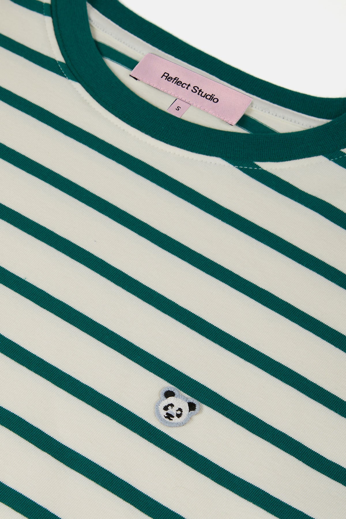 Panda Heavyweight Çizgili T-Shirt - Yeşil/Ekru