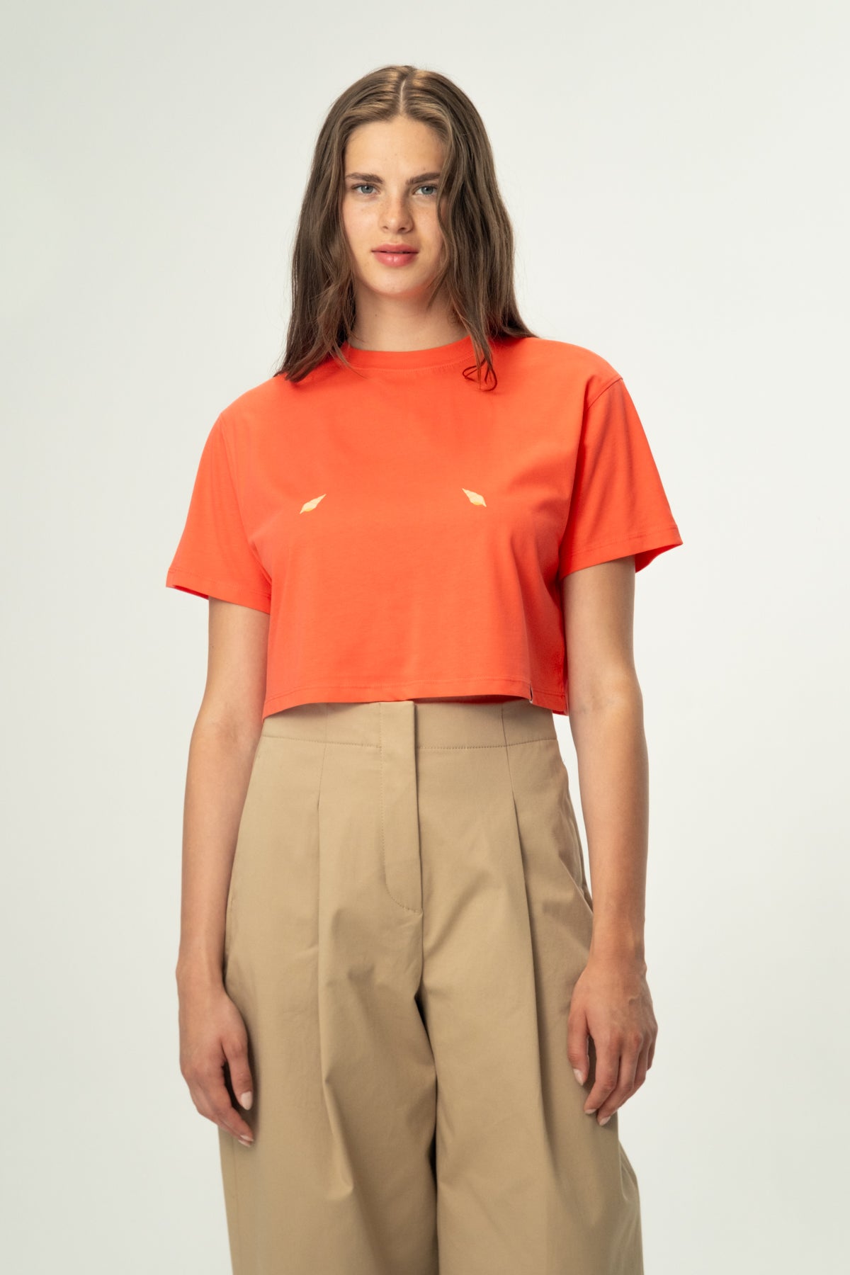 Deniz Kabukları Lightweight Crop T-Shirt - Nar Çiçeği