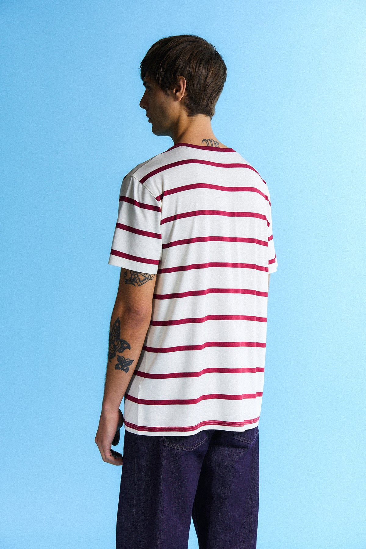 Panda Çizgili T-Shirt - Kırmızı/Bej