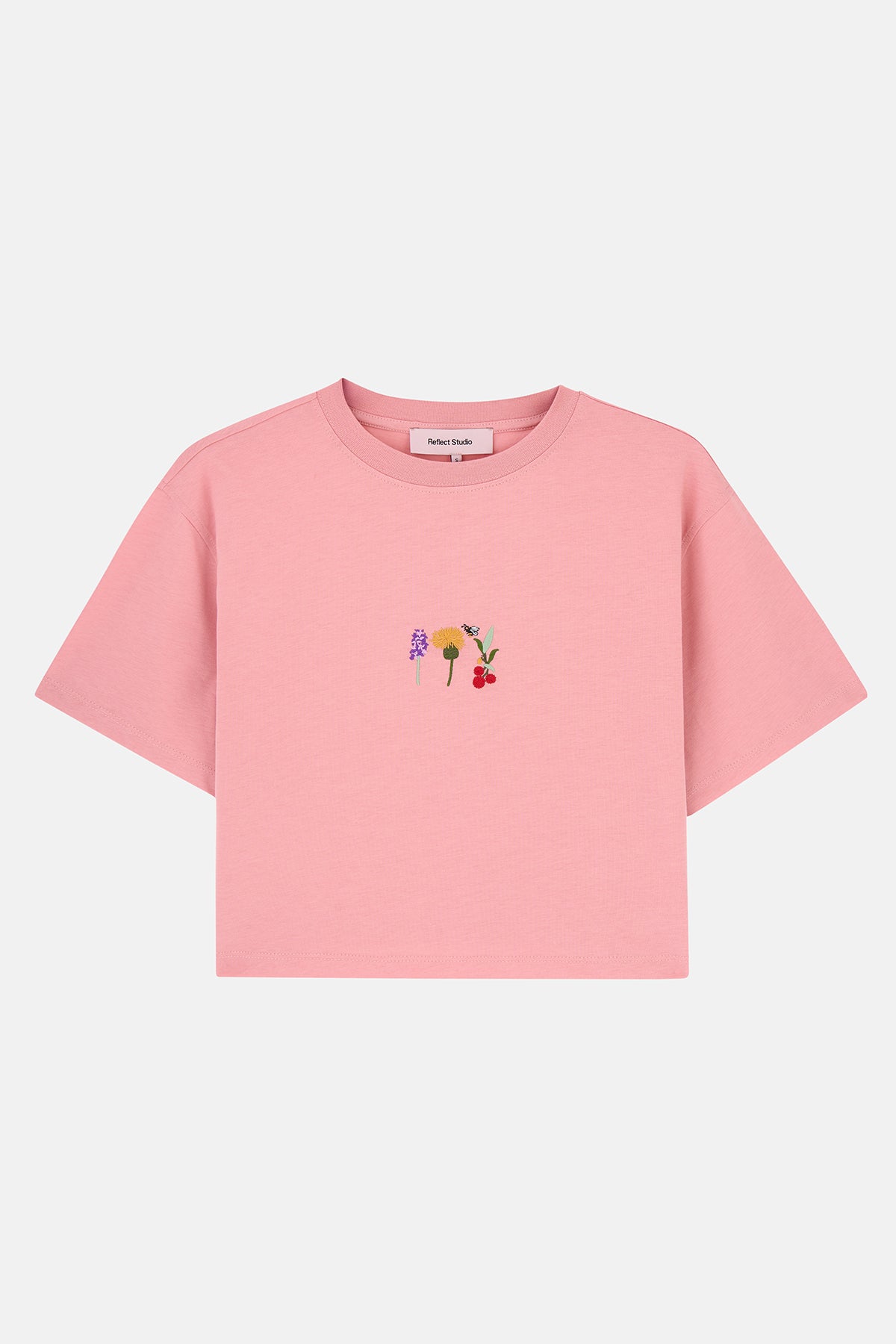 Flowers Lightweight Crop T-Shirt - Pembe