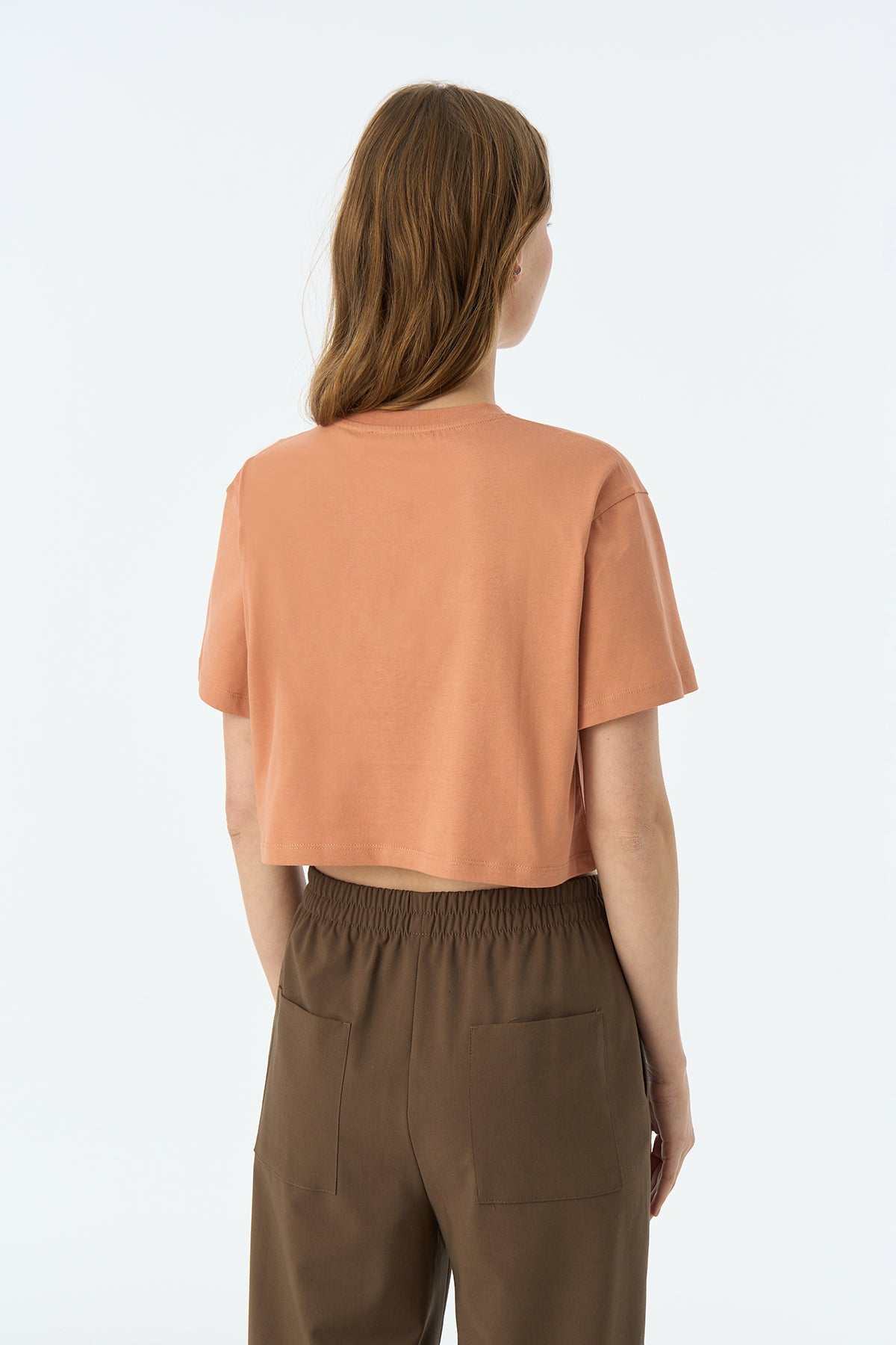Sincap Lightweight Crop T-Shirt - Somon Rengi