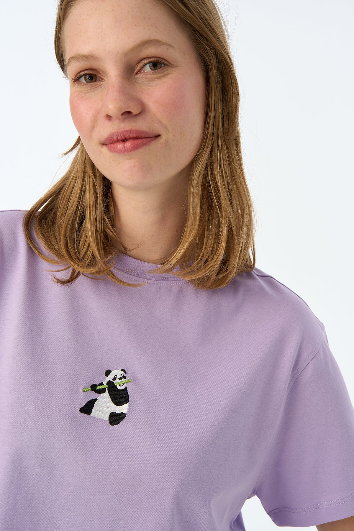 Giant Panda Lightweight Crop T-Shirt - Lila