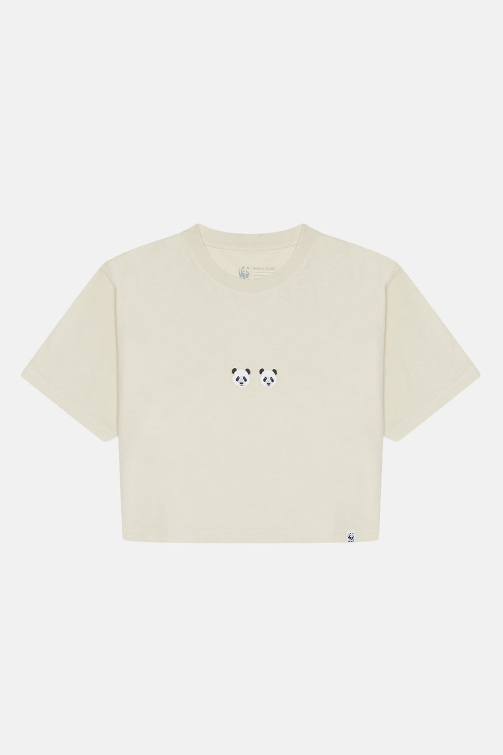Chi & Chi Panda Lightweight Crop T-Shirt - Parşömen Bej