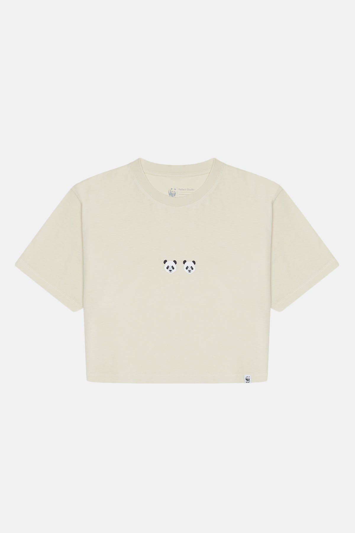 Chi & Chi Panda Lightweight Crop T-Shirt - Parşömen Bej