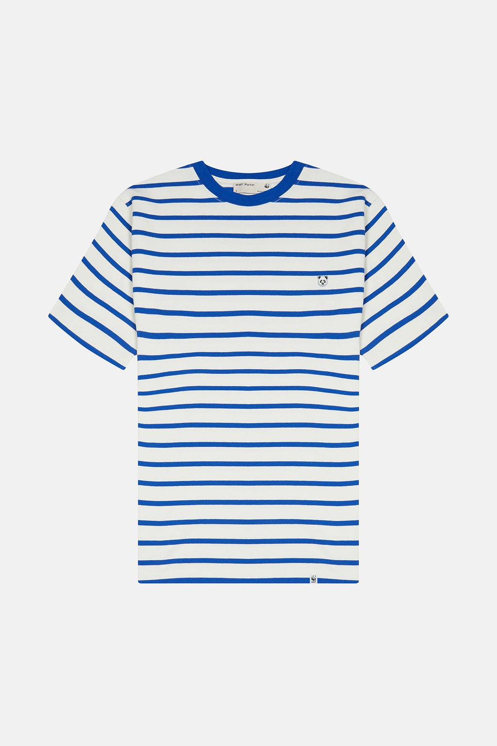 Panda Heavyweight Çizgili T-Shirt - Mavi/Ekru