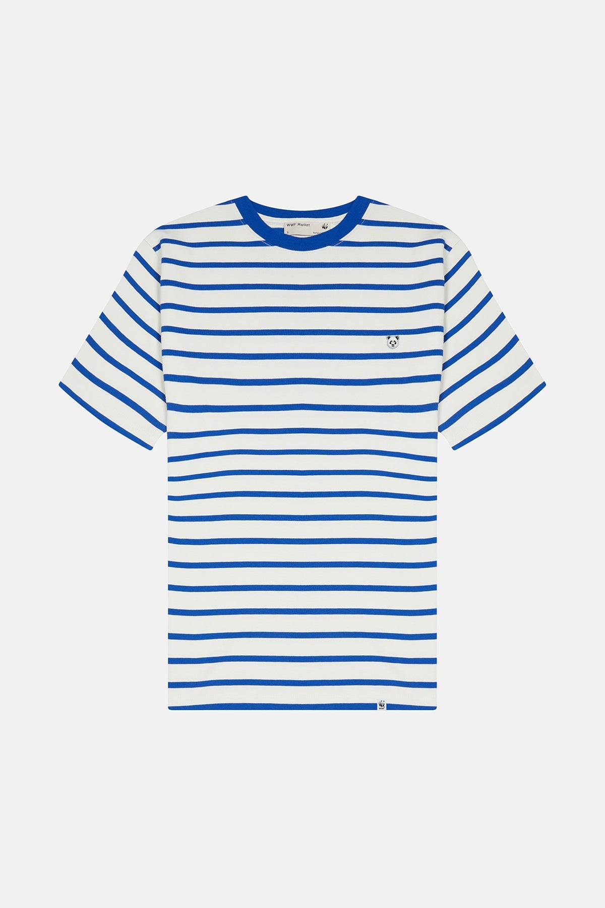 Panda Heavyweight Çizgili T-Shirt - Mavi/Ekru