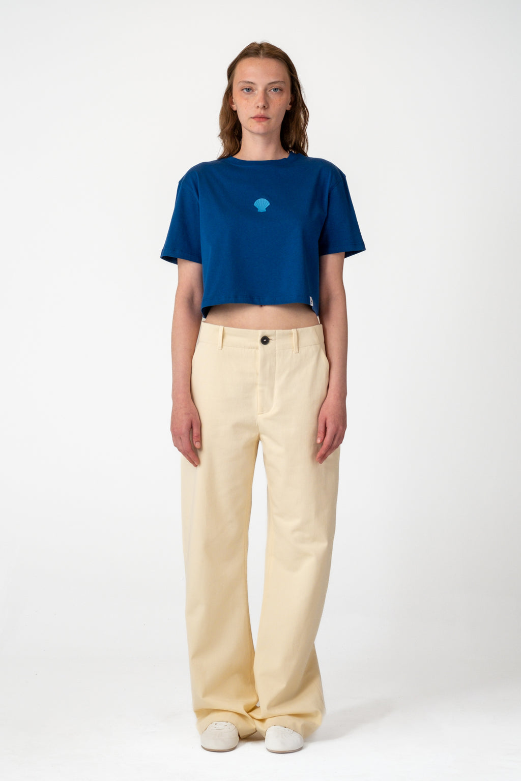 Deniz Kabuğu Lightweight Crop T-Shirt - Lacivert