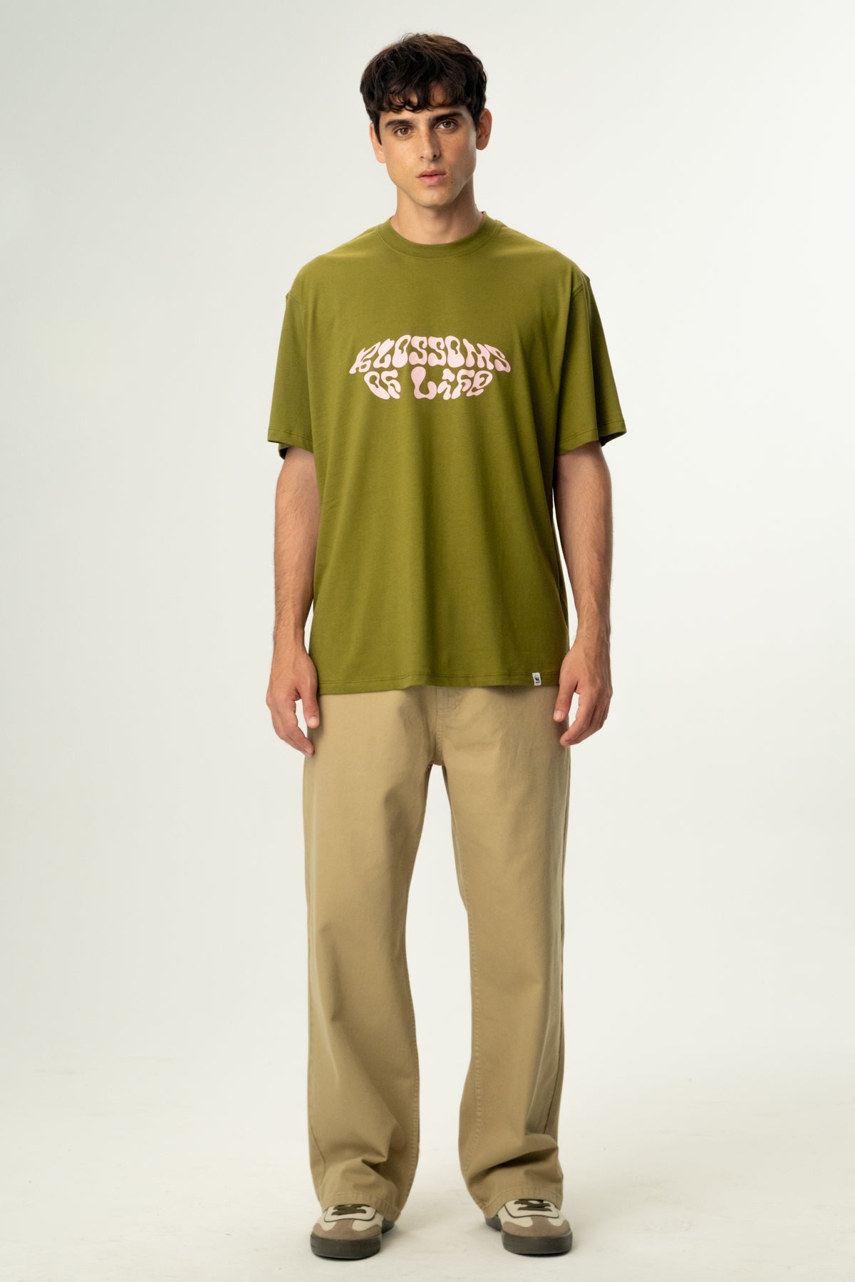 Blossoms Oversiz Lightweight T-Shirt - Haki