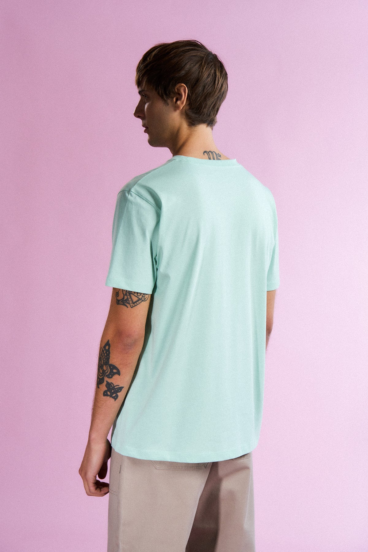 Mavi Halkalı Ahtapot Lightweight T-Shirt - Mint