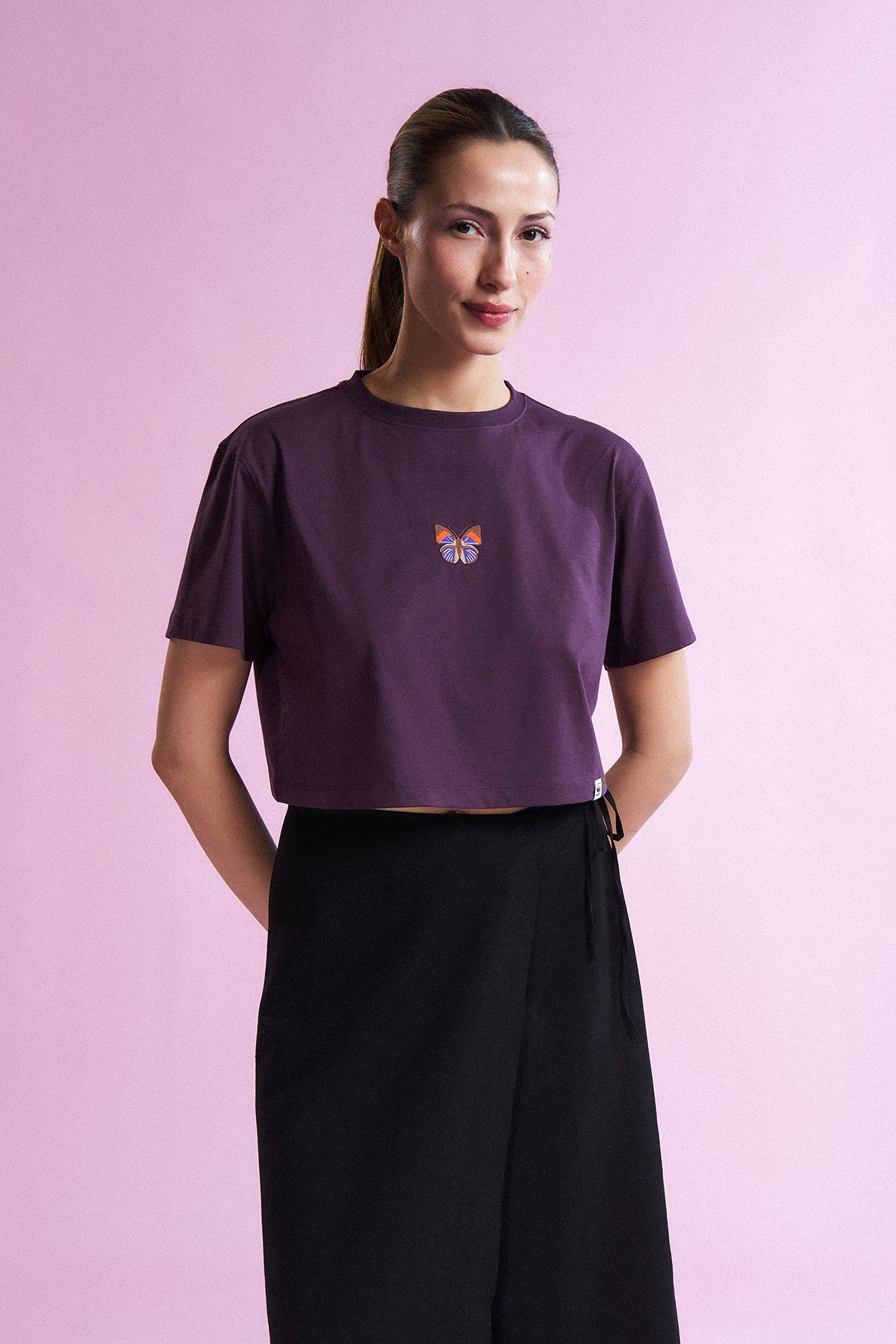 Kallima Parelekta Lightweight Crop T-Shirt - Mürdüm