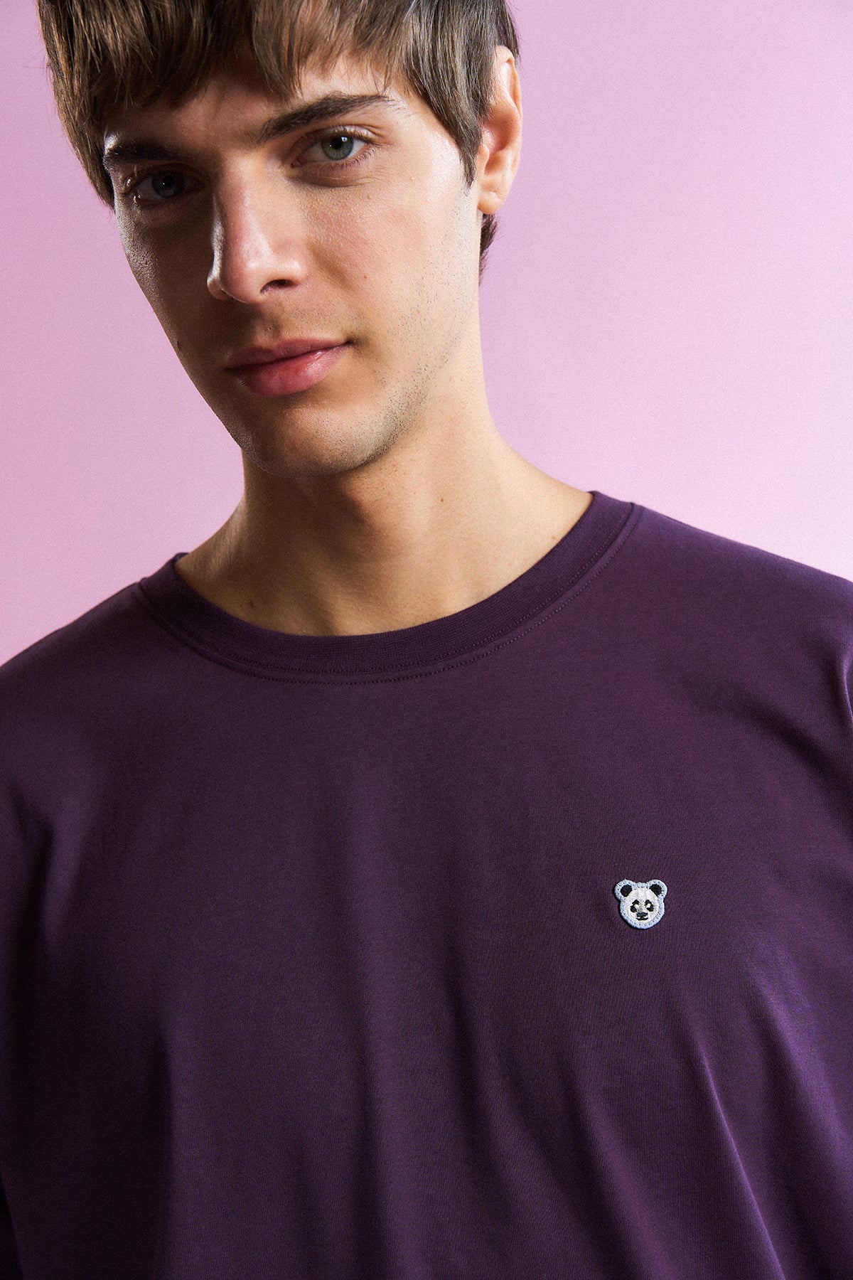 Panda Oversize Premium T-Shirt - Koyu Mor