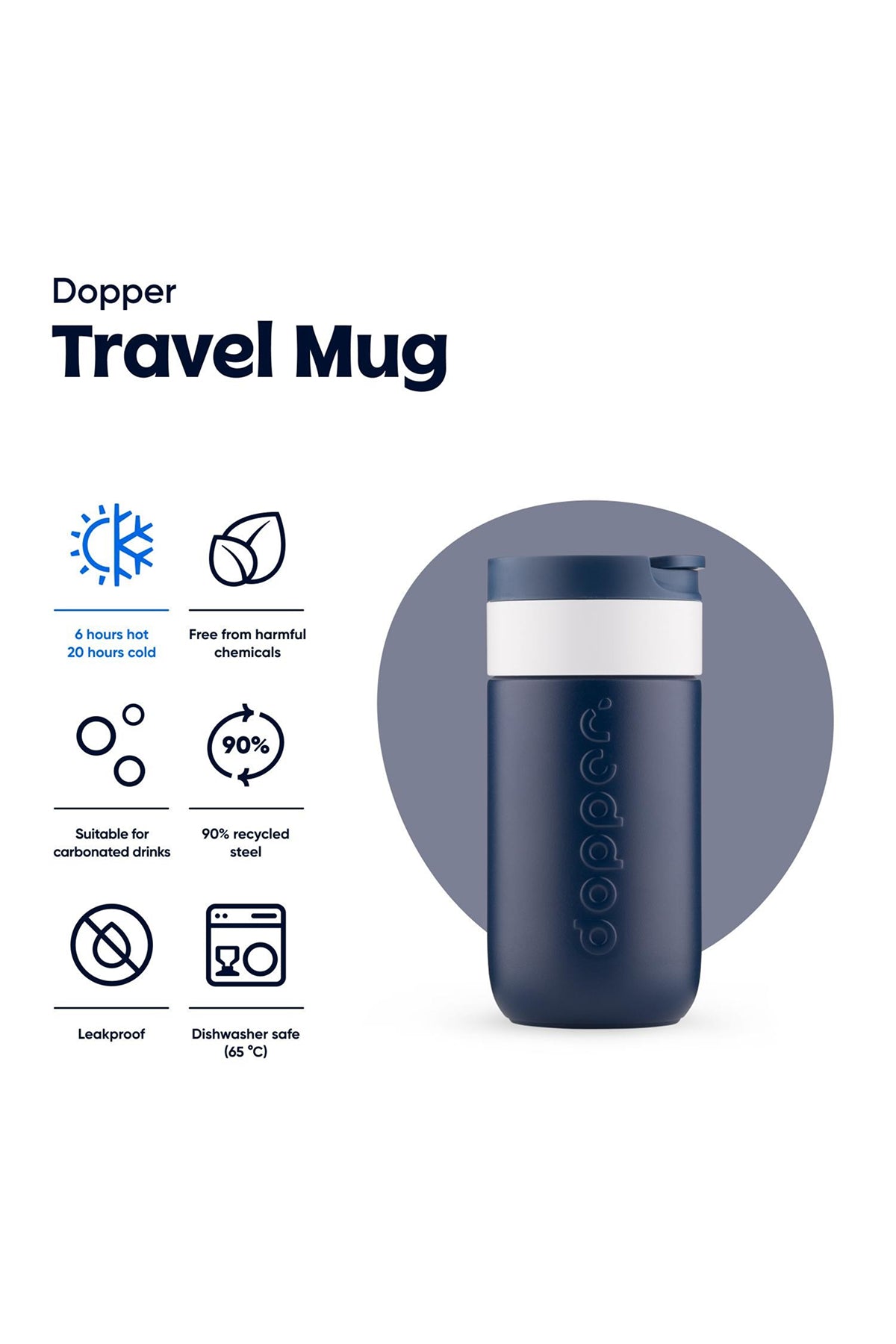 Dopper Travel Mug Termos Bardak 400 ml - Dalga Mavisi
