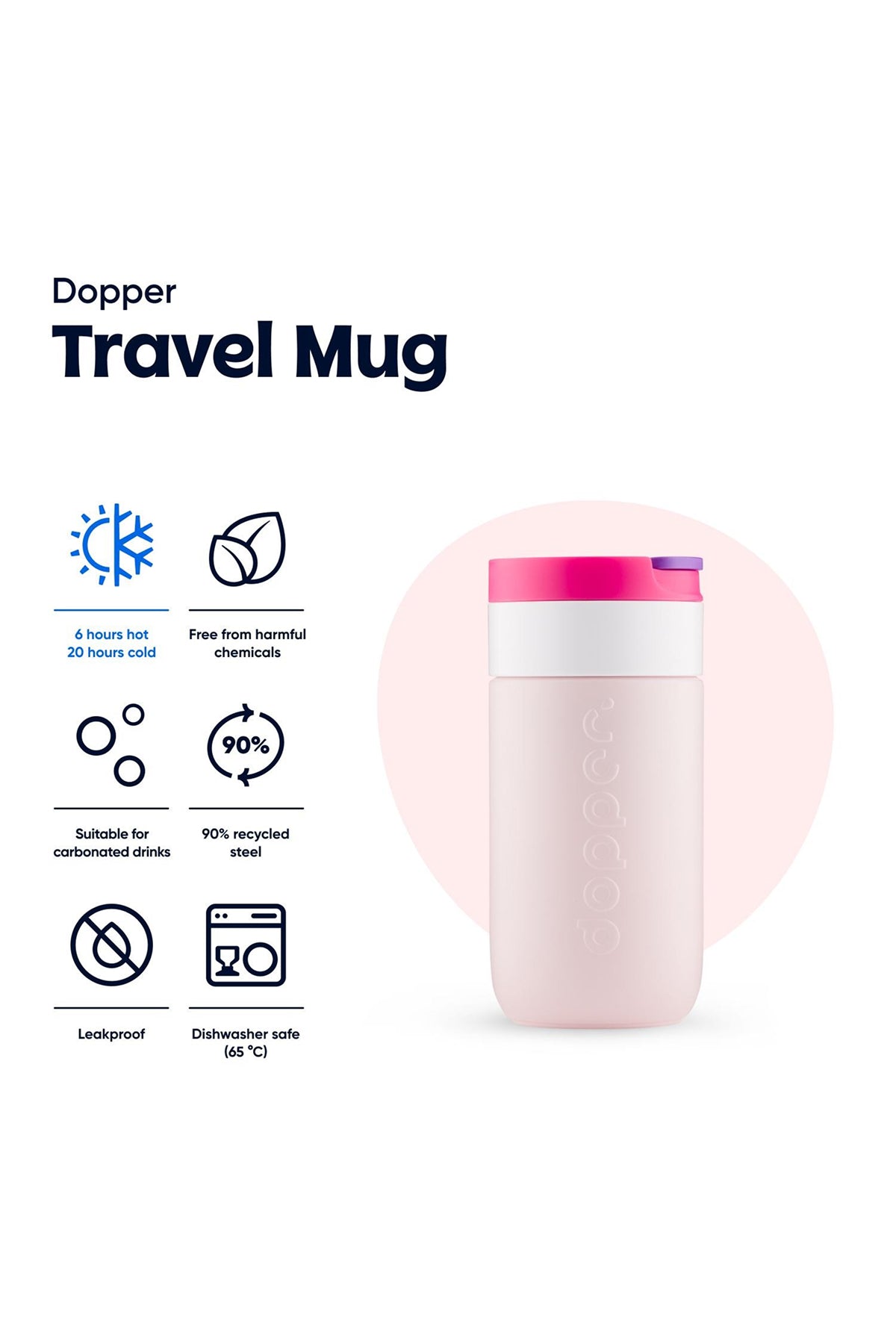 Dopper Travel Mug Termos Bardak 300 ml - Çilek Pembesi