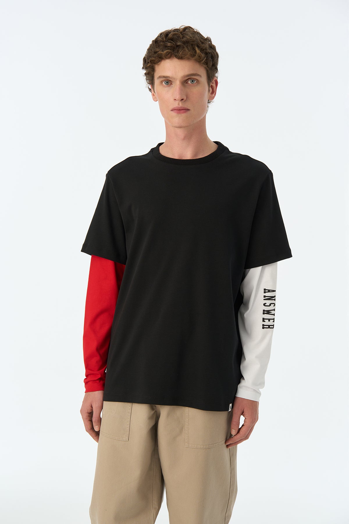 The Answer Double Sleeve T-Shirt - Siyah