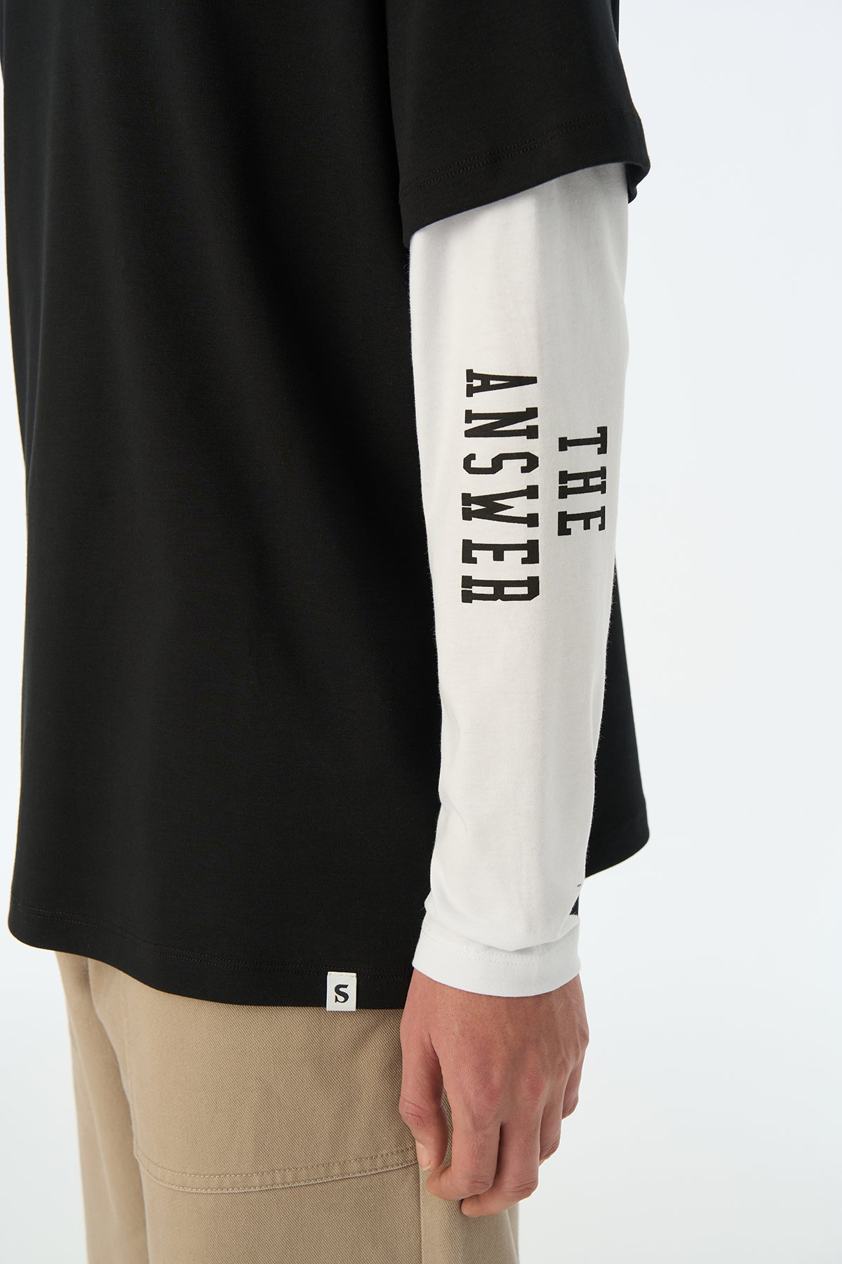 The Answer Double Sleeve T-Shirt - Siyah