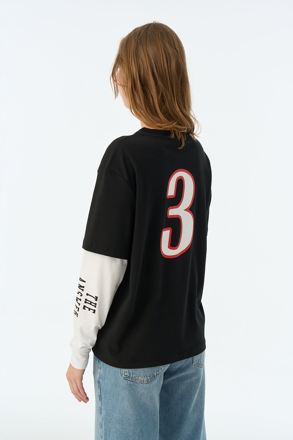 The Answer Double Sleeve T-Shirt - Siyah