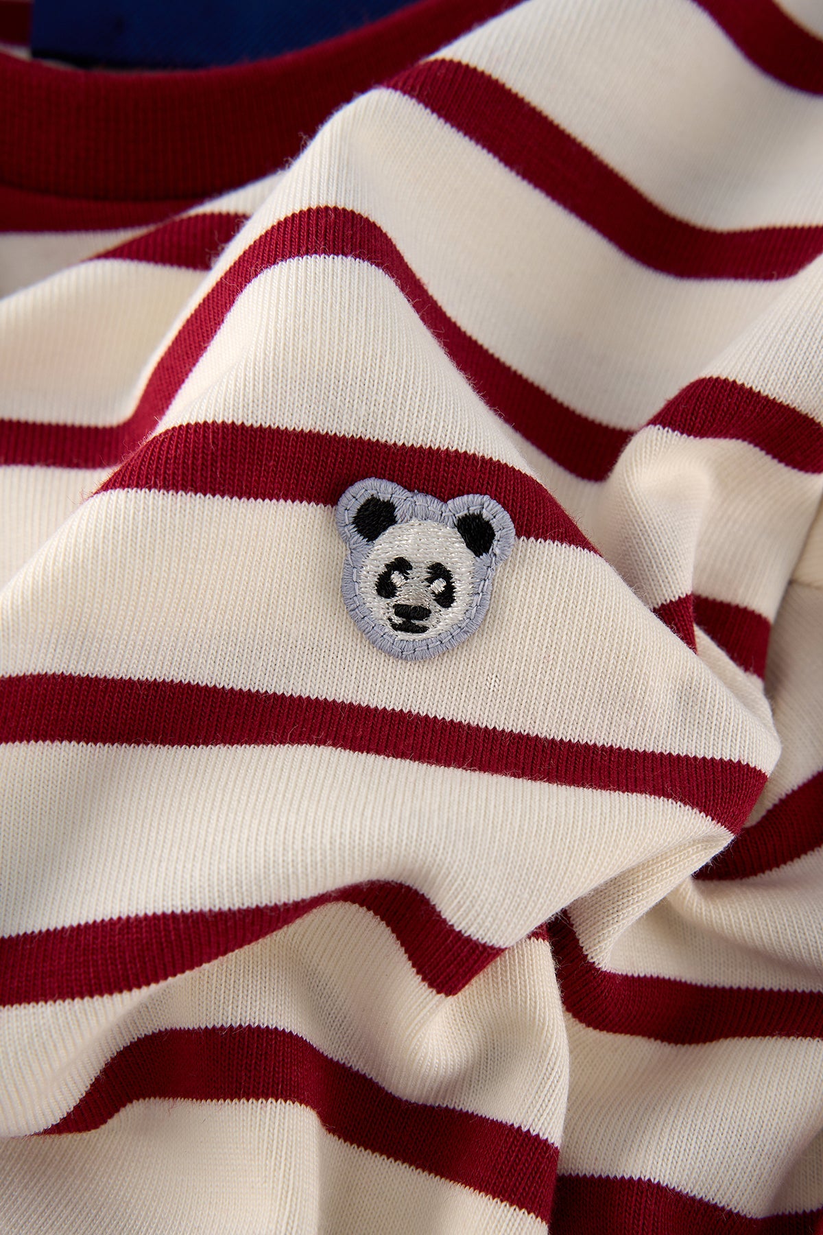 Panda Çocuk Heavyweight Uzun Kollu T-shirt - Kırmızı / Ekru