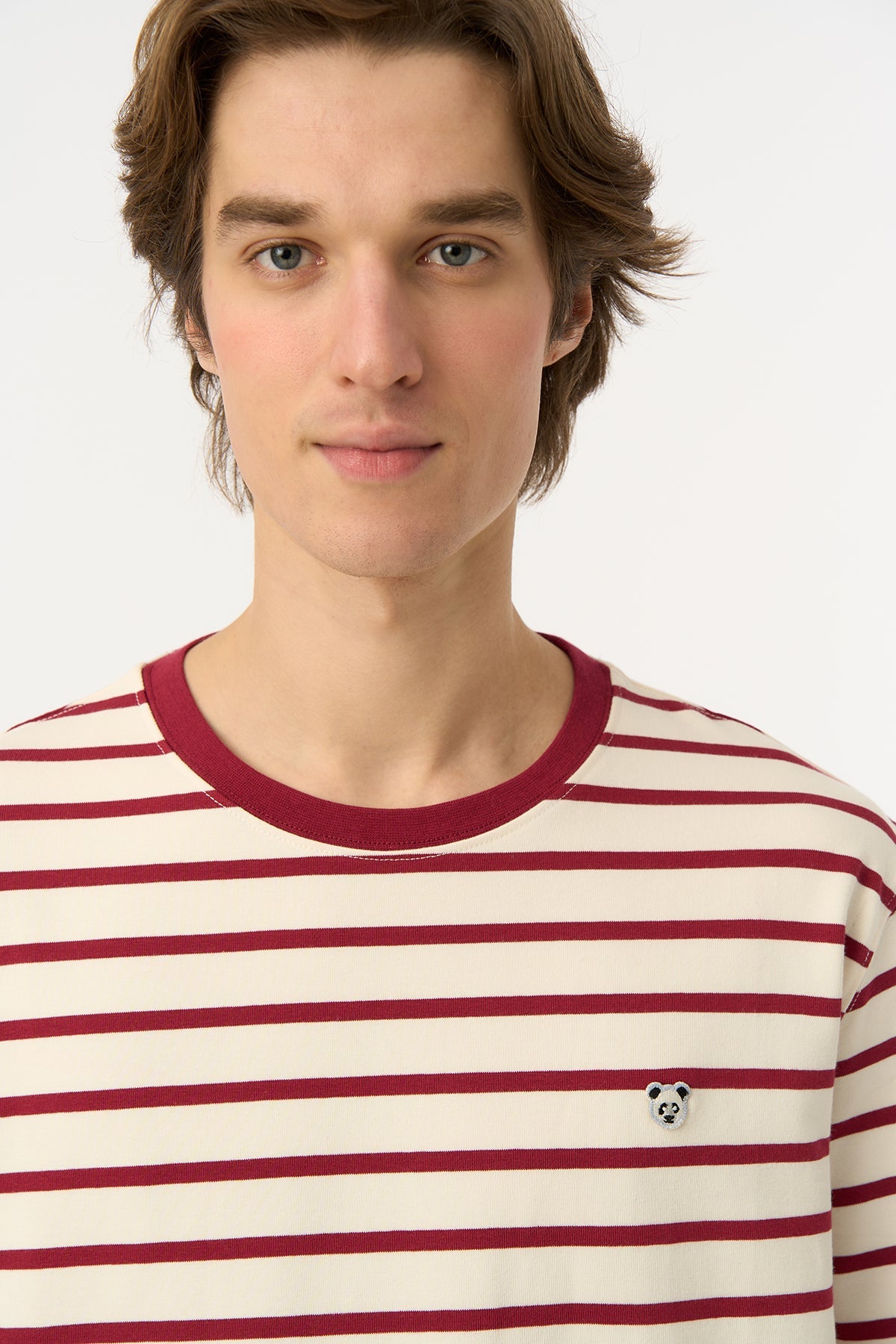 Panda Premium Uzunkollu T-shirt - Kırmızı / Ekru