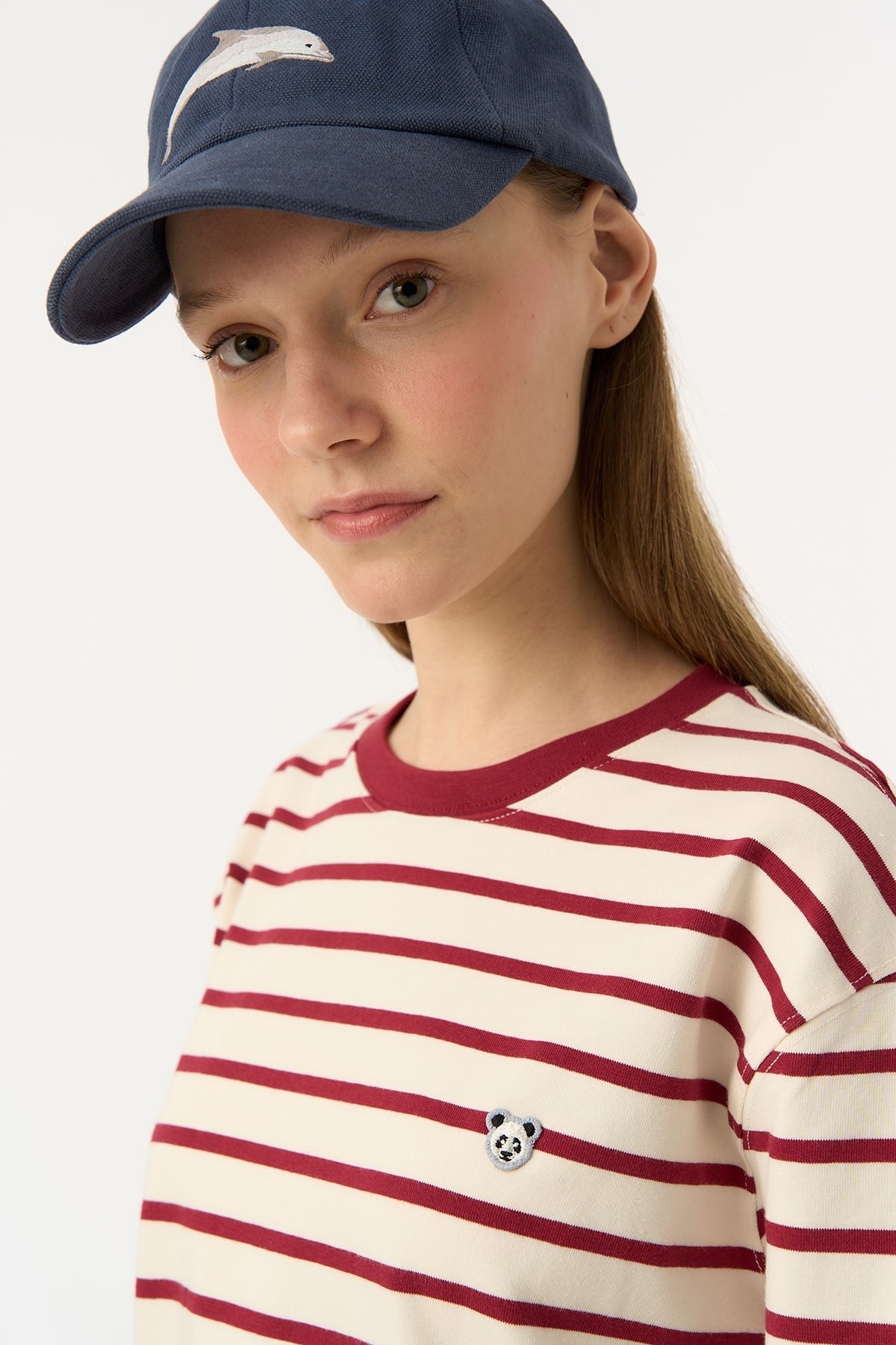 Panda Premium Uzunkollu T-shirt - Kırmızı / Ekru