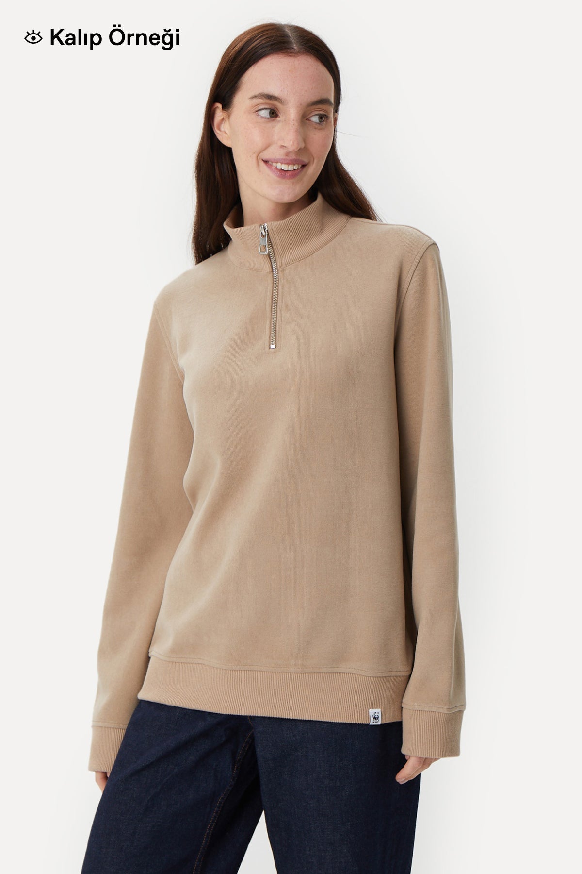 Cin Baykuşu SuperSoft Quarter-Zip Sweatshirt - Kahverengi