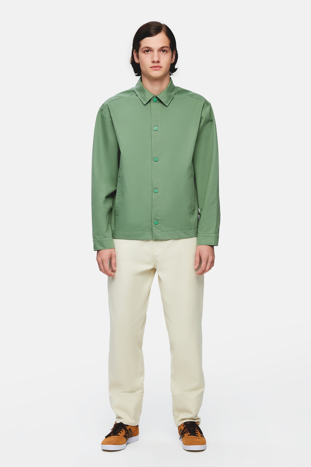 Logo Tag Long Sleeve Light Jacket - Safari Green