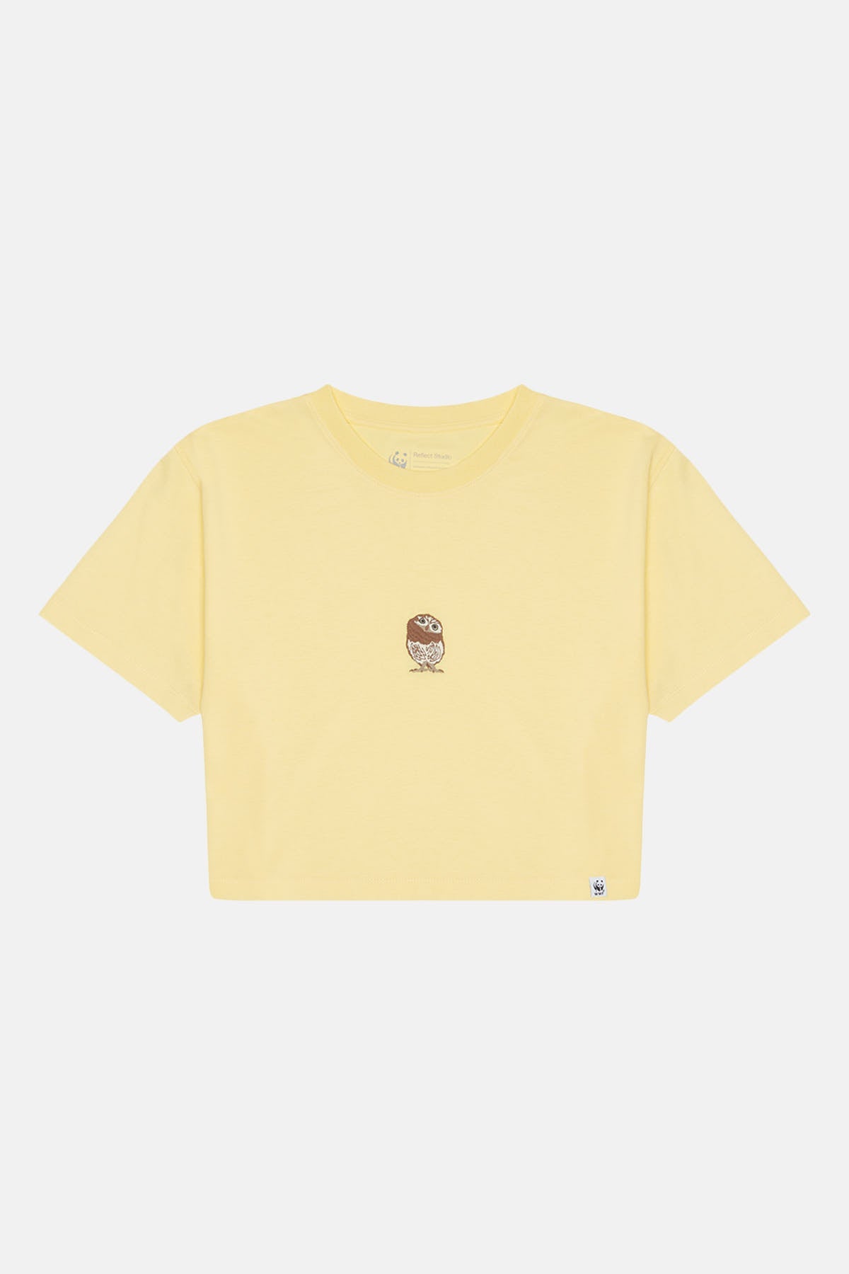 Cin Baykuşu Lightweight Crop T-Shirt - Açık Sarı