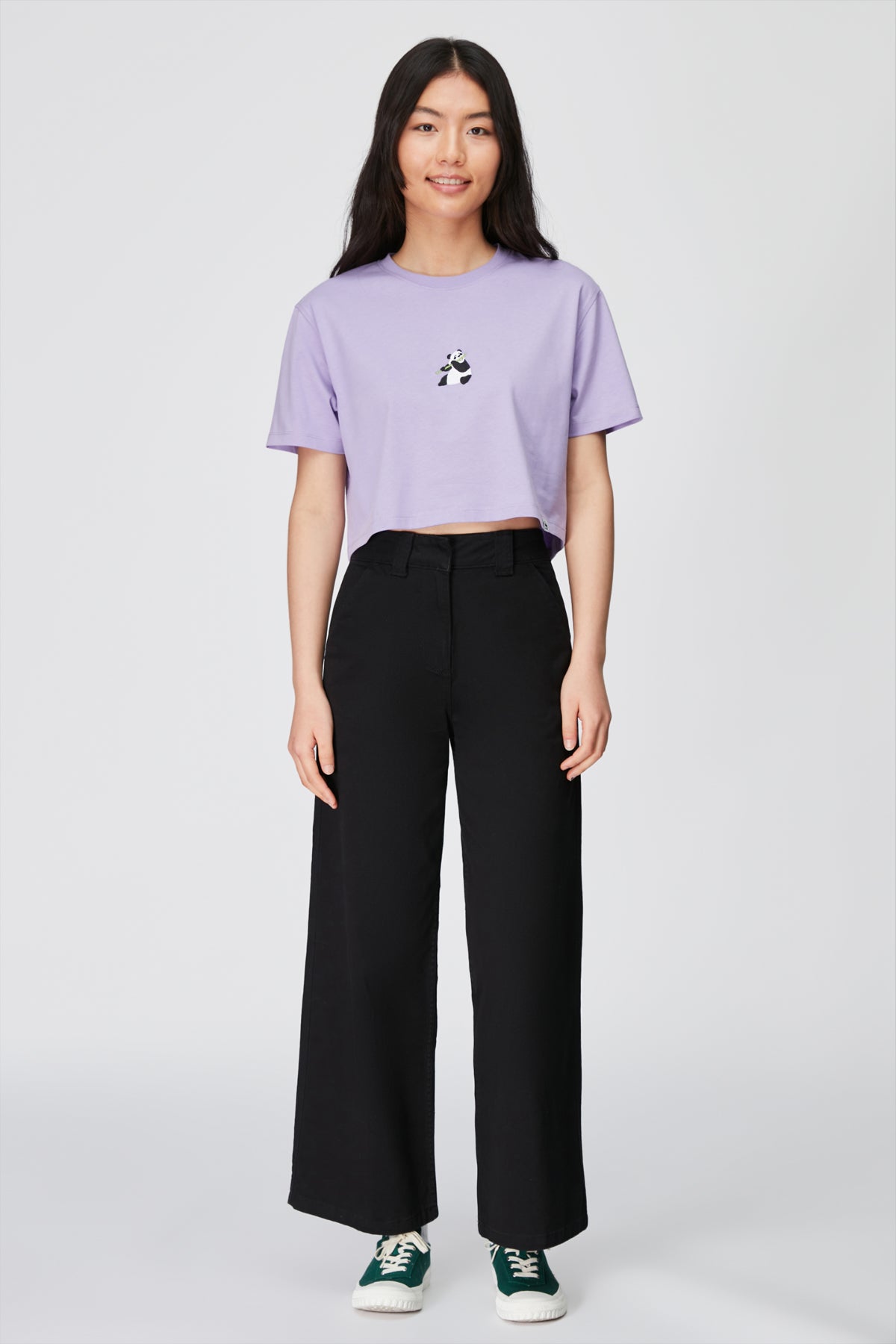 Panda Supreme Crop T-shirt  - Lila