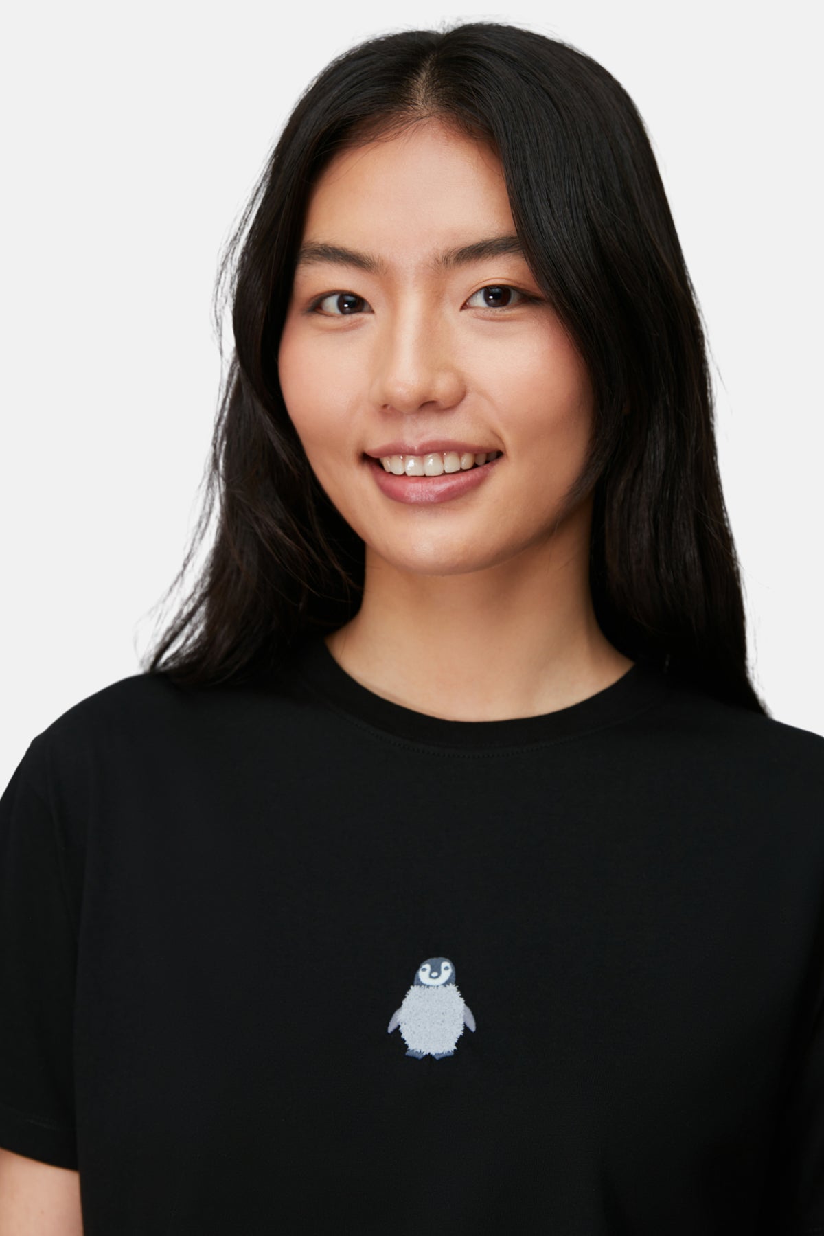 Yavru İmparator Penguen Lightweight Crop T-Shirt - Siyah