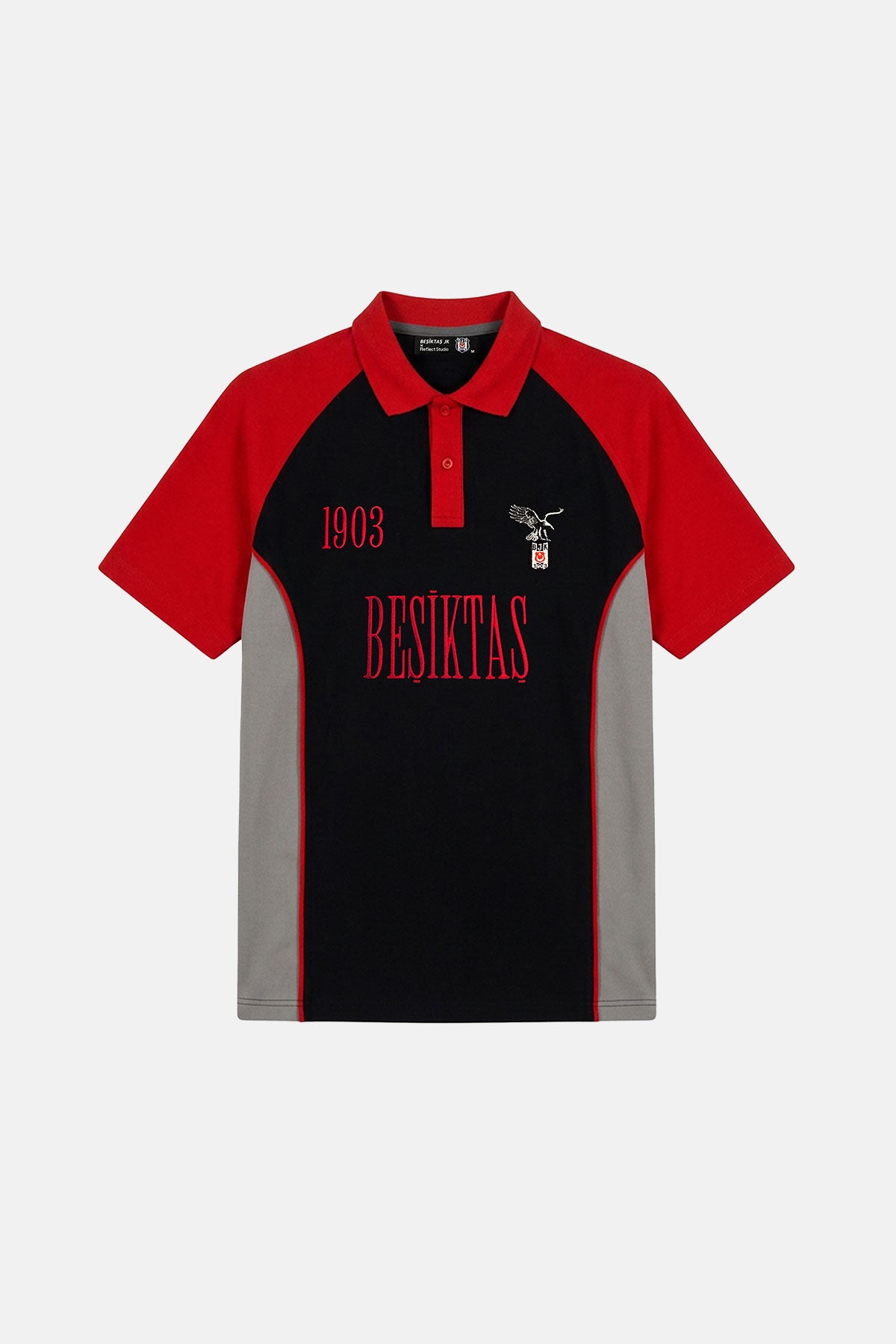 Beşiktaş Retro Polo Yaka T-shirt- Siyah/Kırmızı
