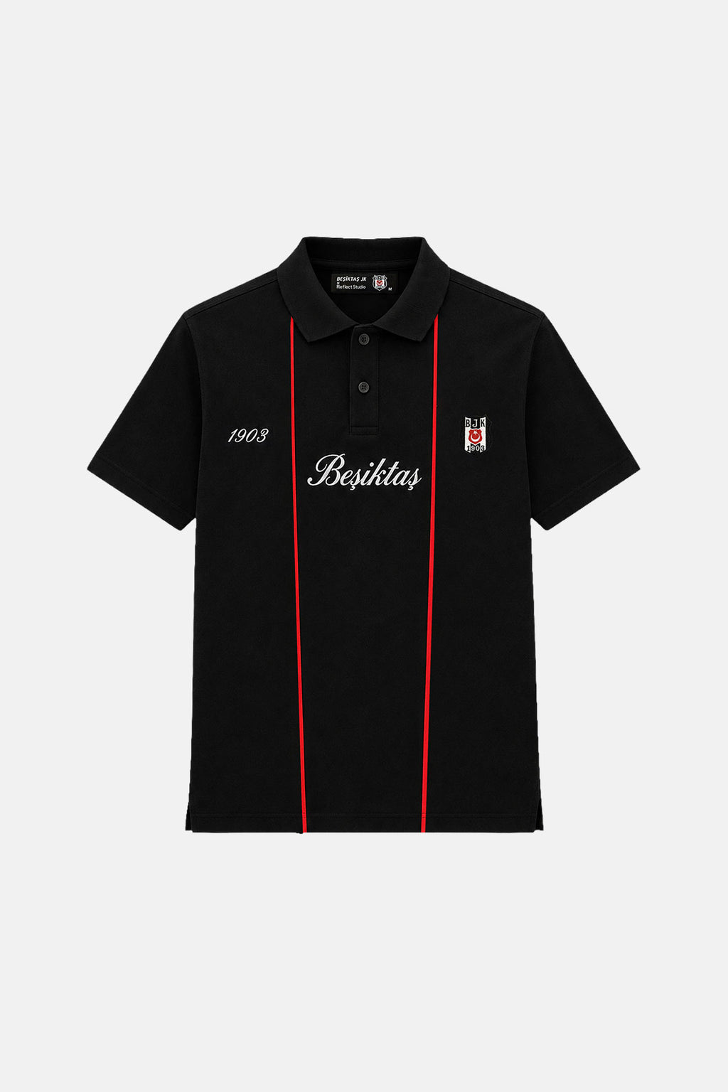 Beşiktaş 1903 Şeritli Polo T-shirt - Siyah