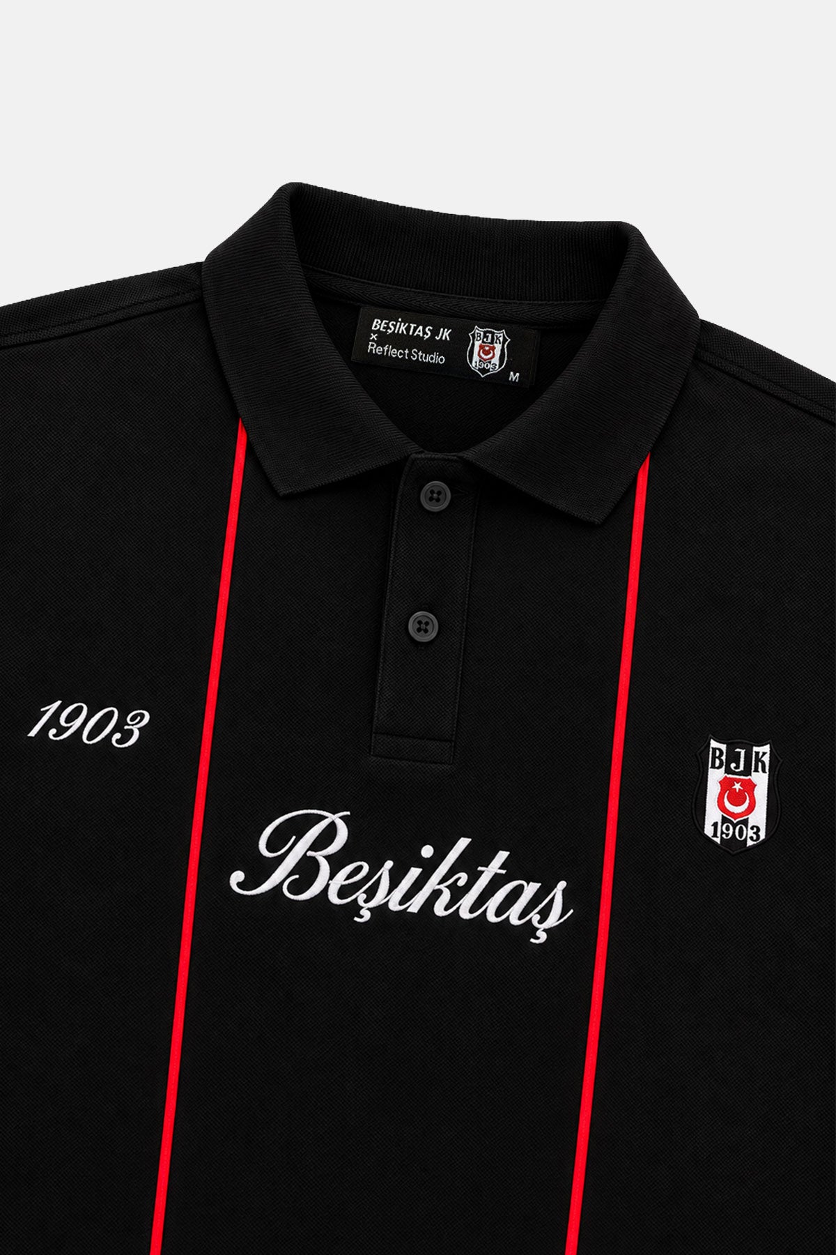 Beşiktaş 1903 Şeritli Polo T-shirt - Siyah