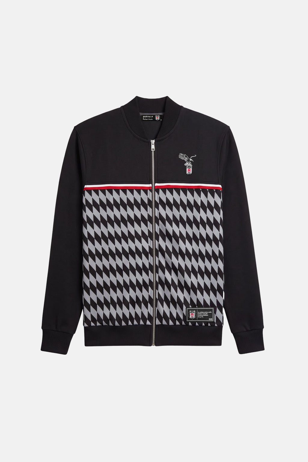 Beşiktaş 09/10 Desenli Full-Zip Sweatshirt - Siyah
