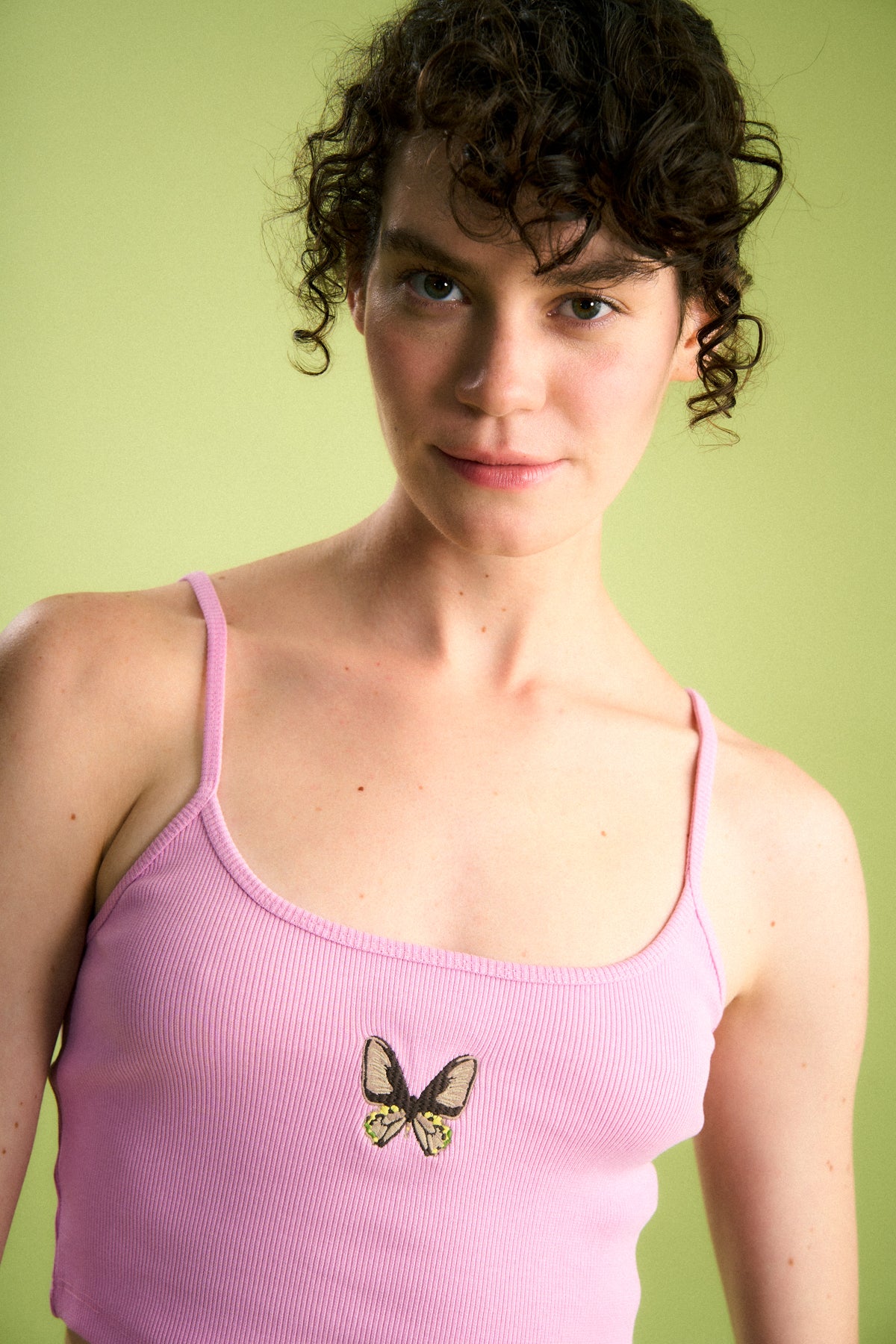 Troides Ribana Askılı Atlet - Pembe