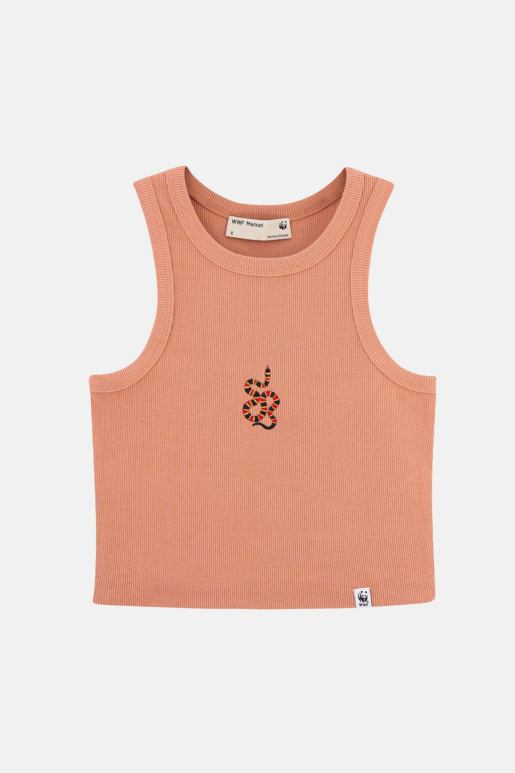 Mercan Yılanı Ribana Halter Yaka Crop Atlet - Somon Rengi