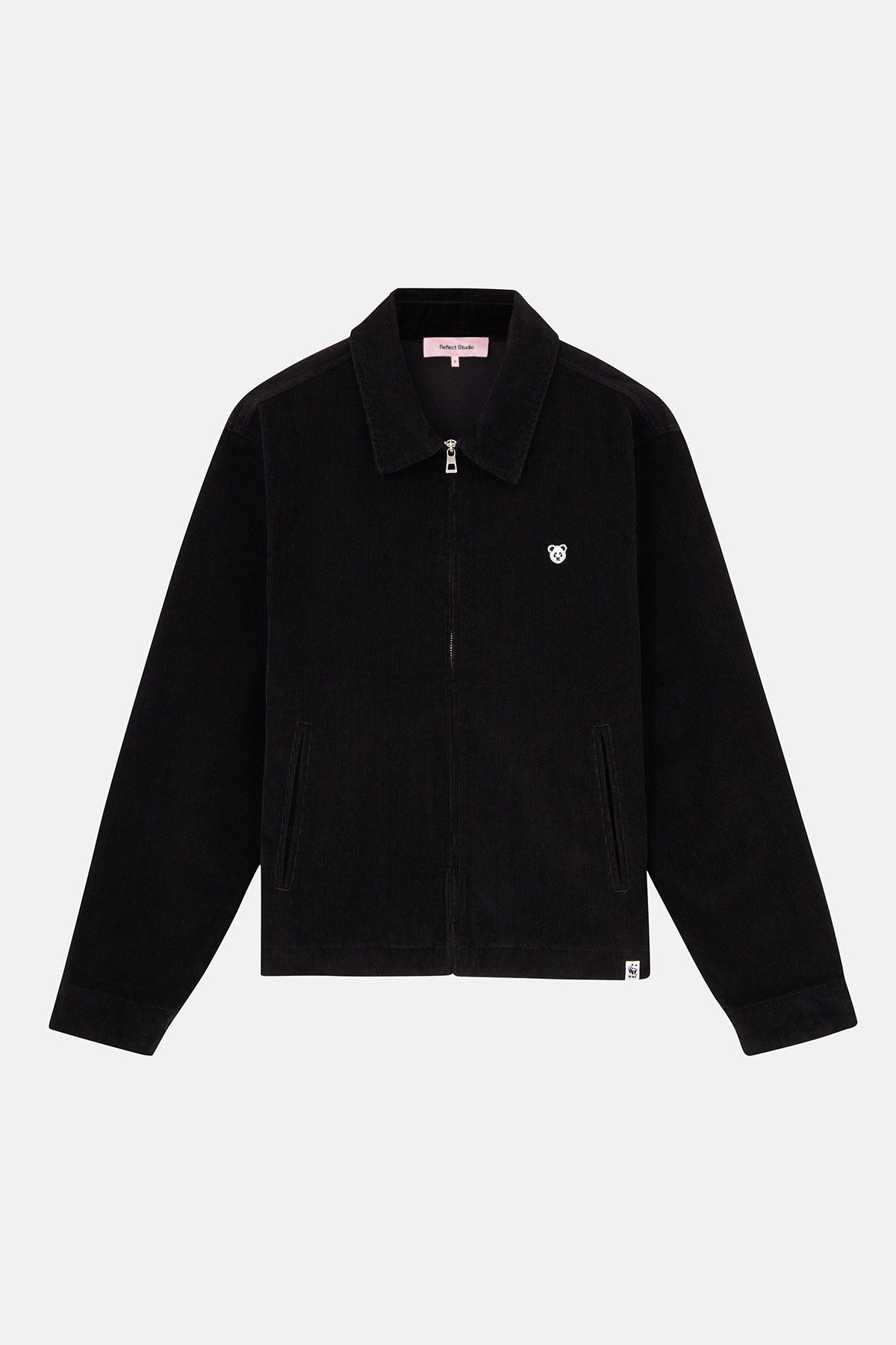 Panda Full-Zip Kadife Ceket - Siyah