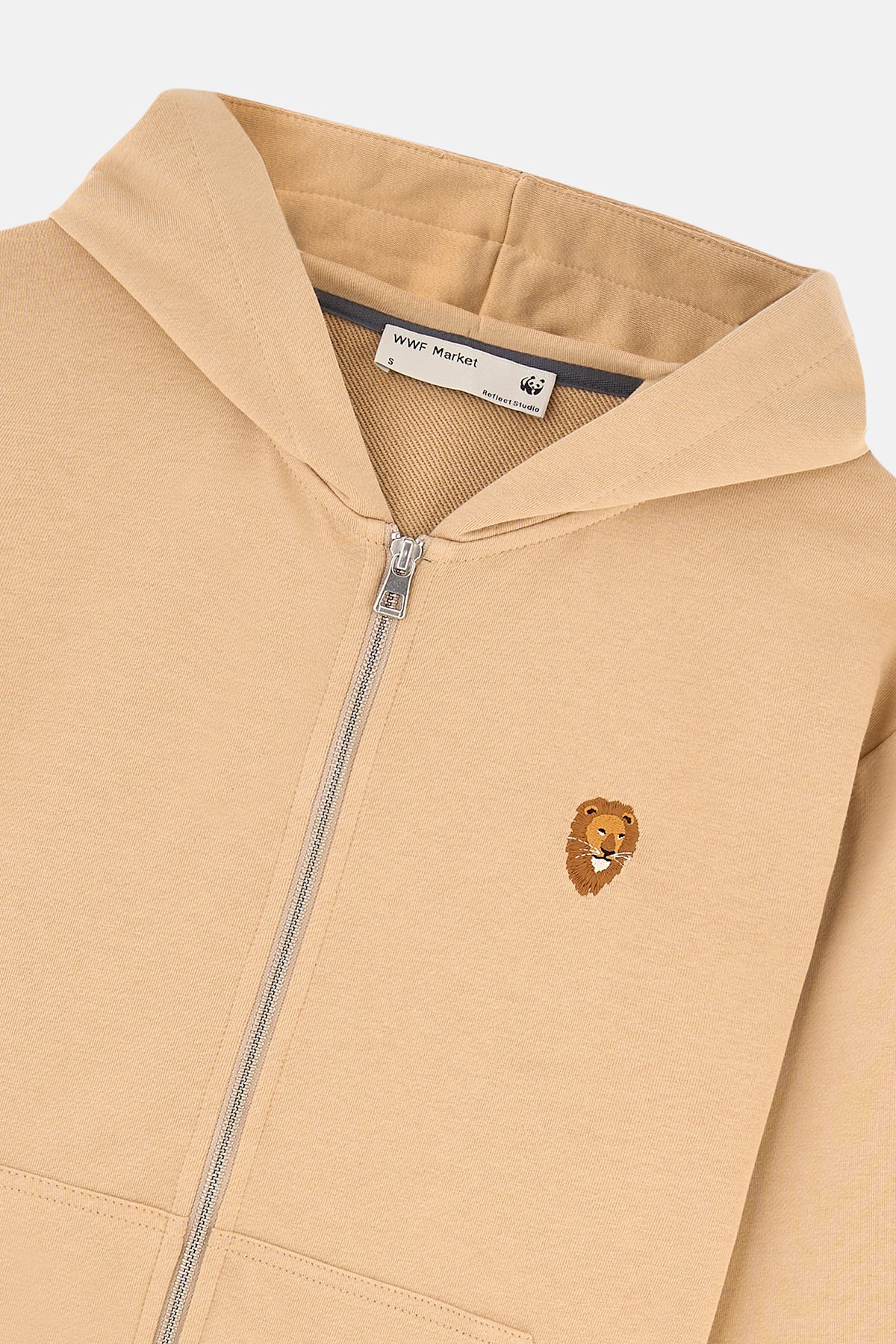 Aslan Soft Fleece Fermuarlı Hoodie - Latte